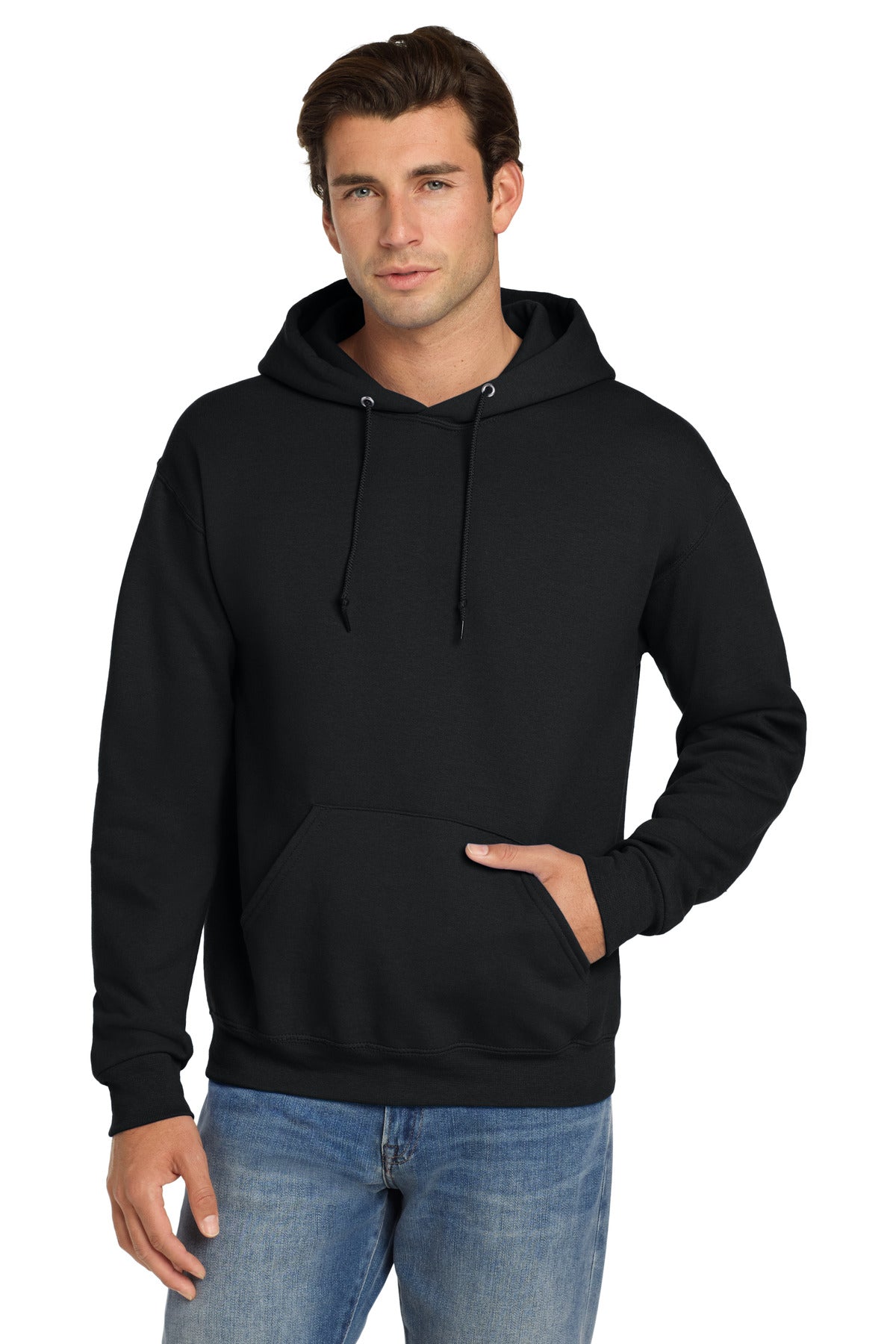 Jerzees Super Sweats NuBlend - Pullover Hooded Sweatshirt.  4997M in Black