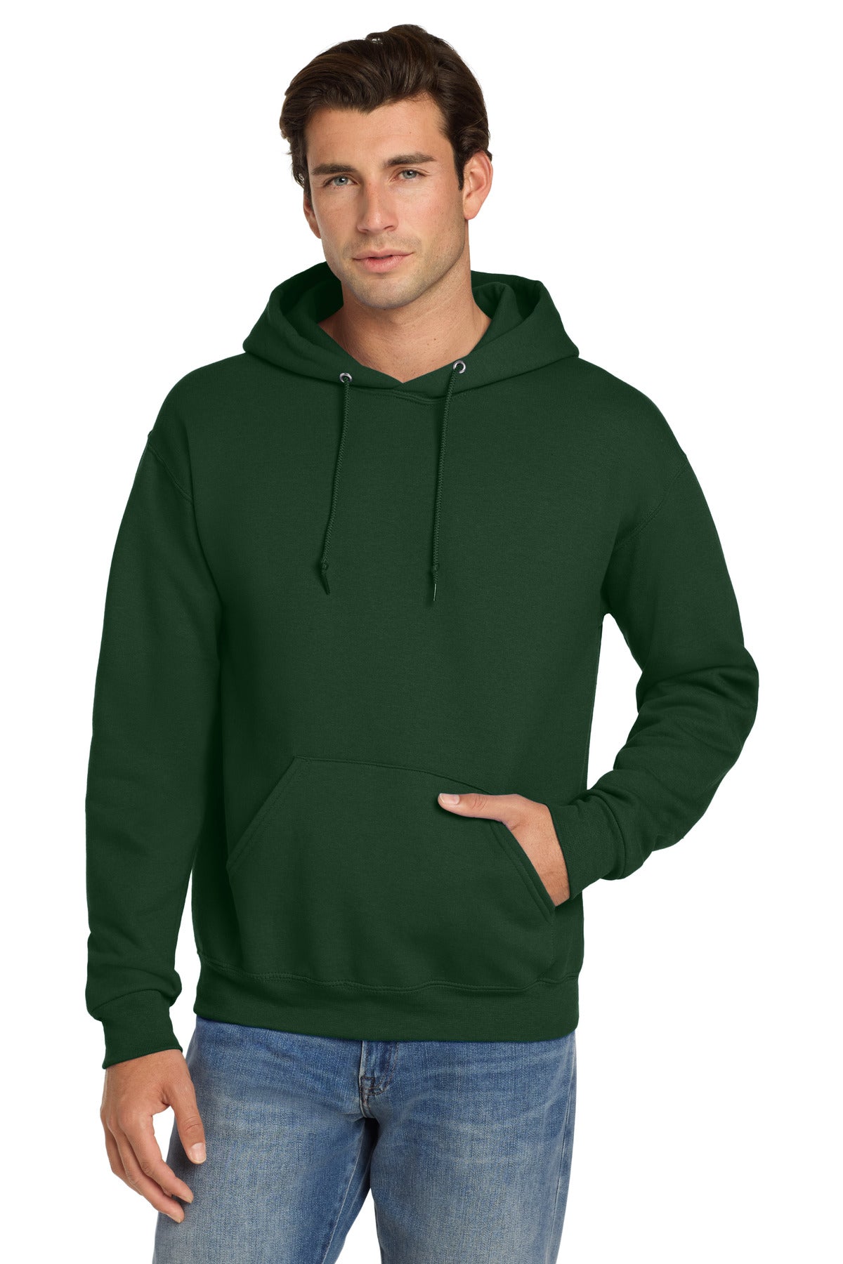 Jerzees Super Sweats NuBlend - Pullover Hooded Sweatshirt.  4997M in Forest Green