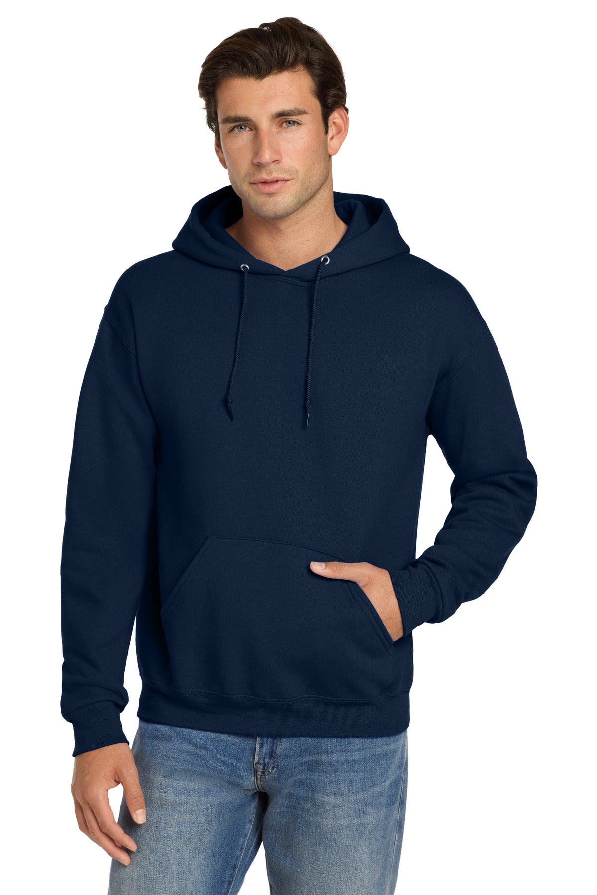 Jerzees Super Sweats NuBlend - Pullover Hooded Sweatshirt.  4997M in J. Navy