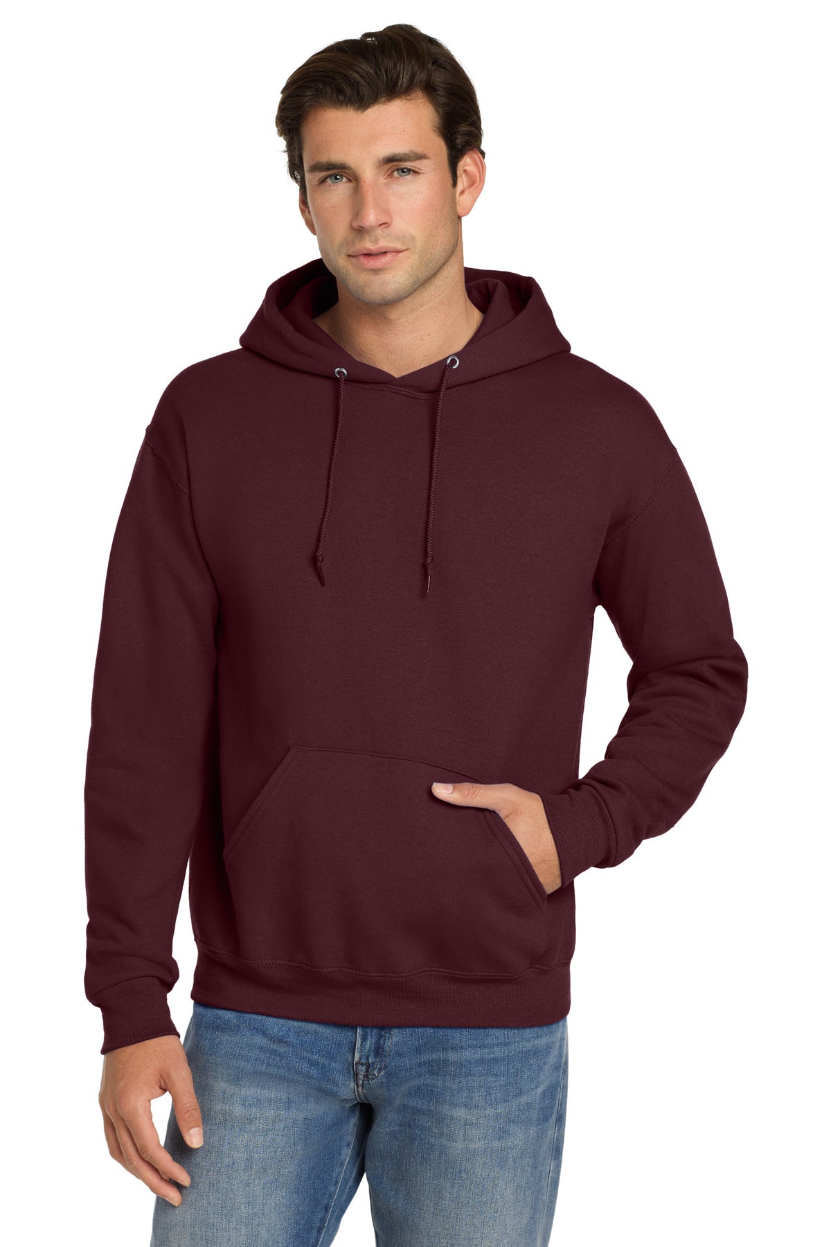 Jerzees Super Sweats NuBlend - Pullover Hooded Sweatshirt.  4997M in Maroon