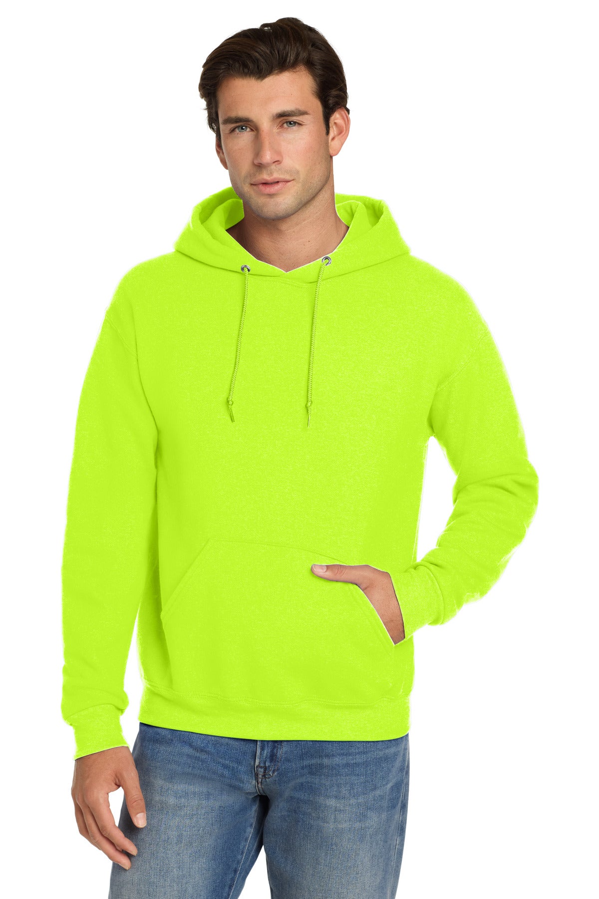Jerzees Super Sweats NuBlend - Pullover Hooded Sweatshirt.  4997M in Safety Green