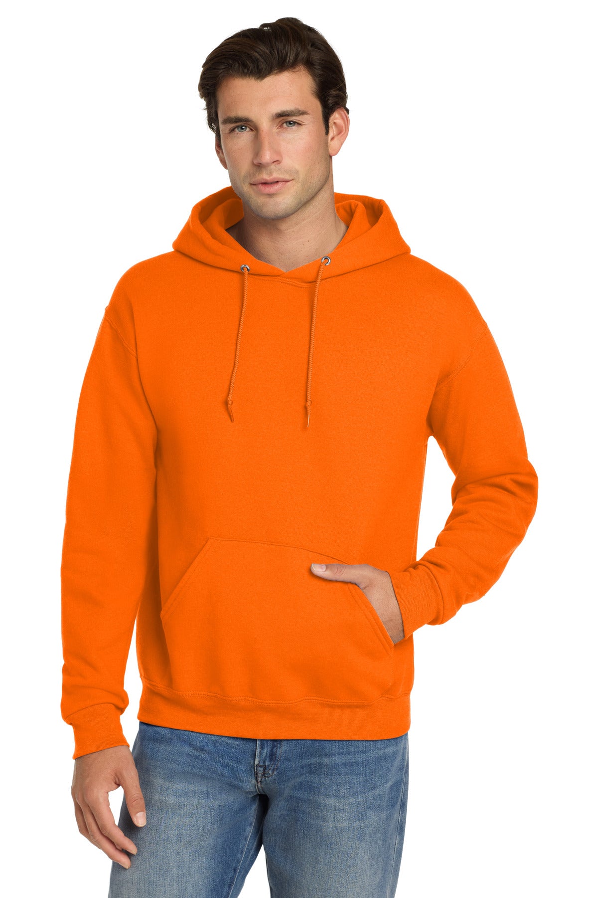 Jerzees Super Sweats NuBlend - Pullover Hooded Sweatshirt.  4997M in Safety Orange
