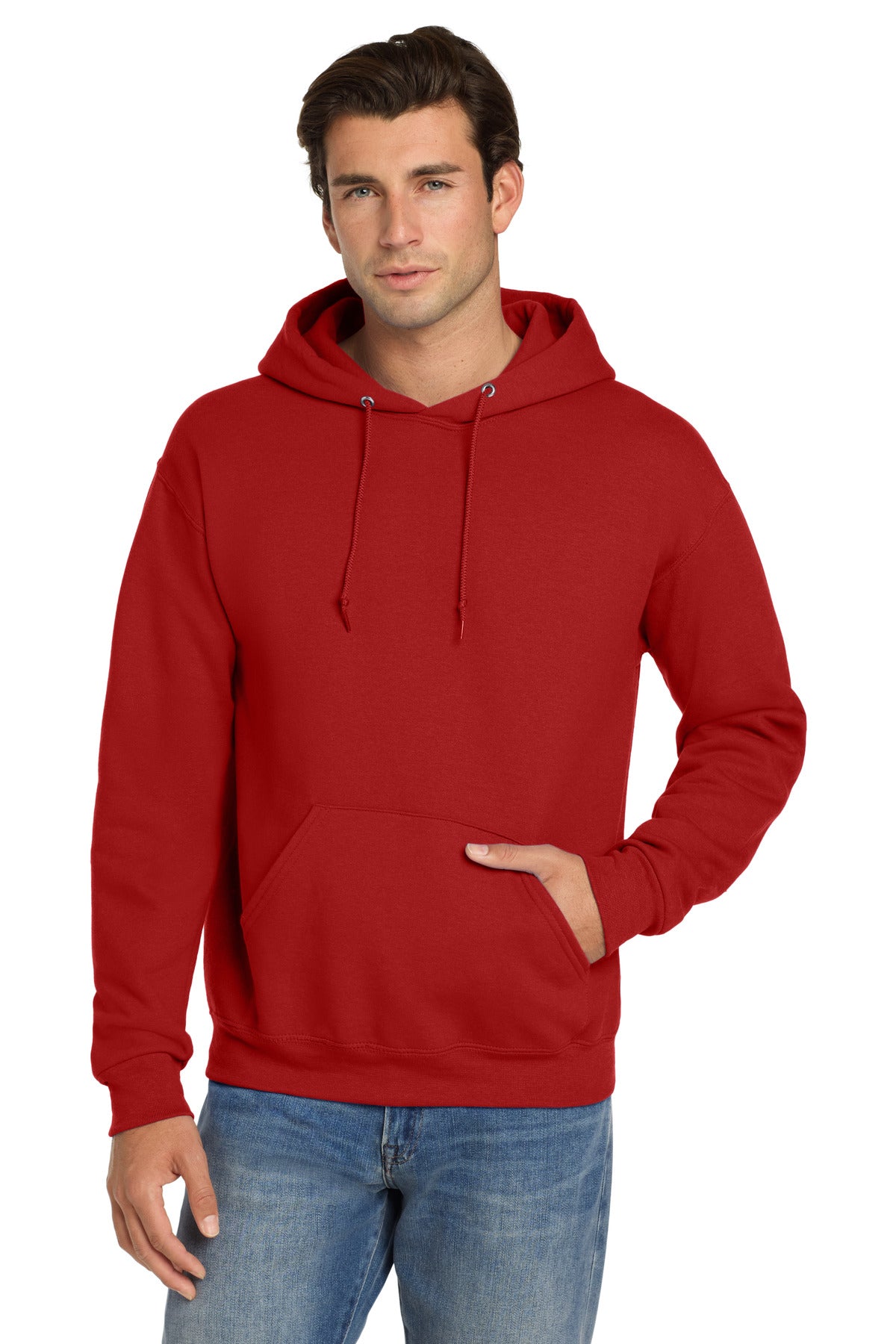 Jerzees Super Sweats NuBlend - Pullover Hooded Sweatshirt.  4997M in True Red