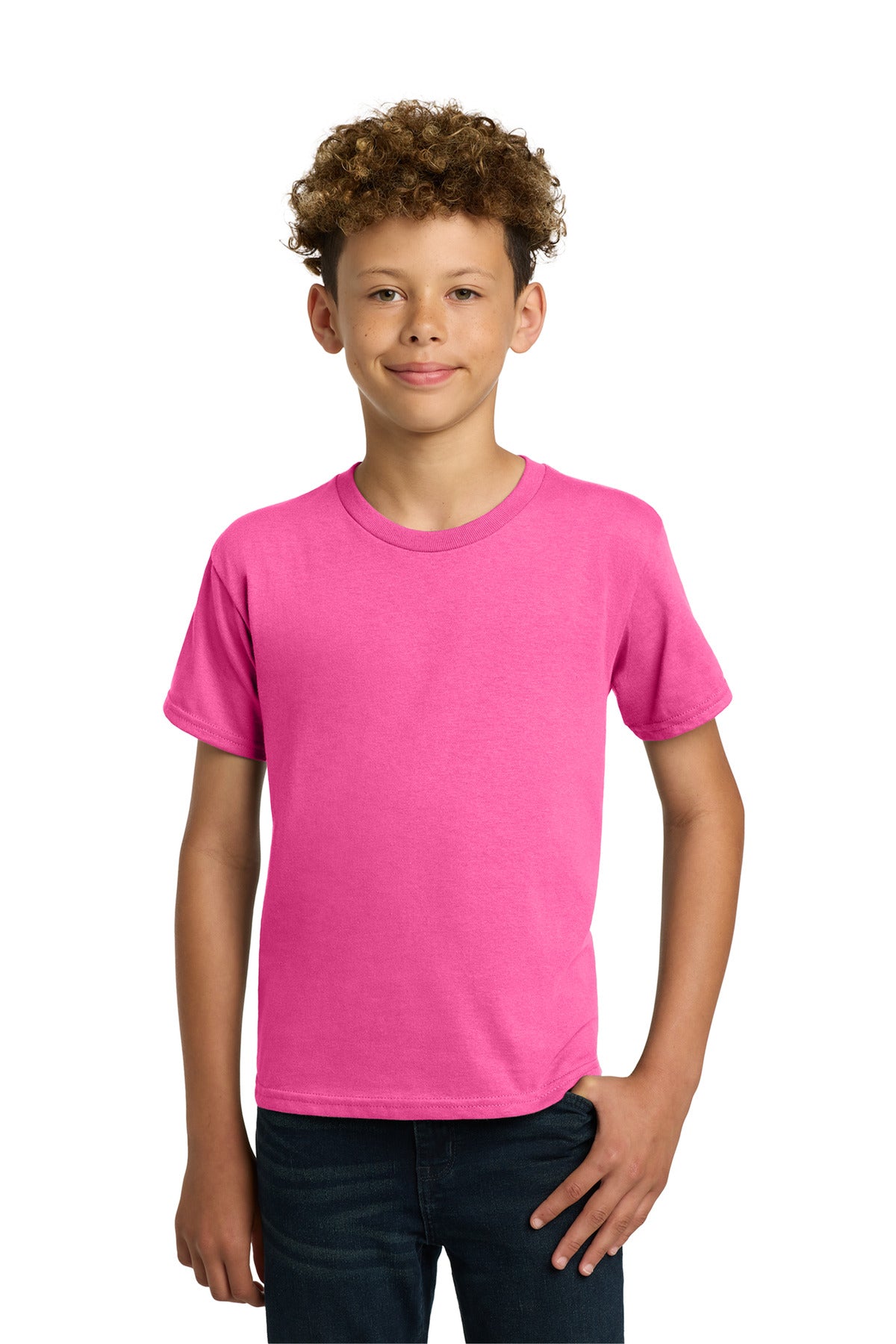 Gildan - Youth  Heavy Cotton 100% Cotton T-Shirt.  5000B in Safety Pink