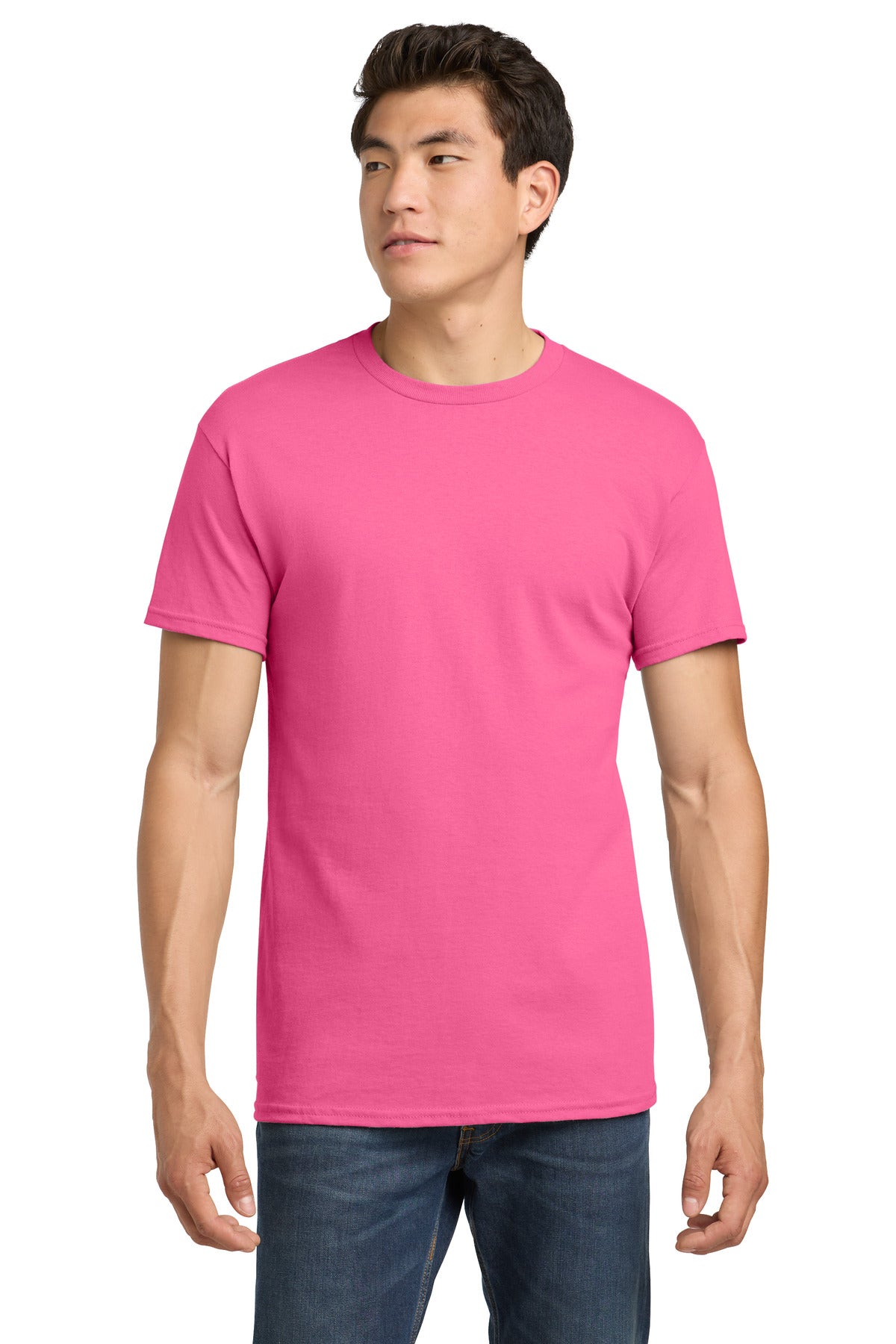 Gildan - Heavy Cotton 100% Cotton T-Shirt.  5000 in Safety Pink