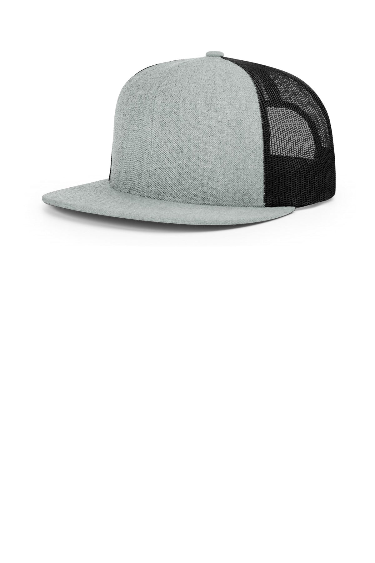 Richardson Acrylic-Wool Blend Flatbill Trucker 511 in Heather Grey/ Black