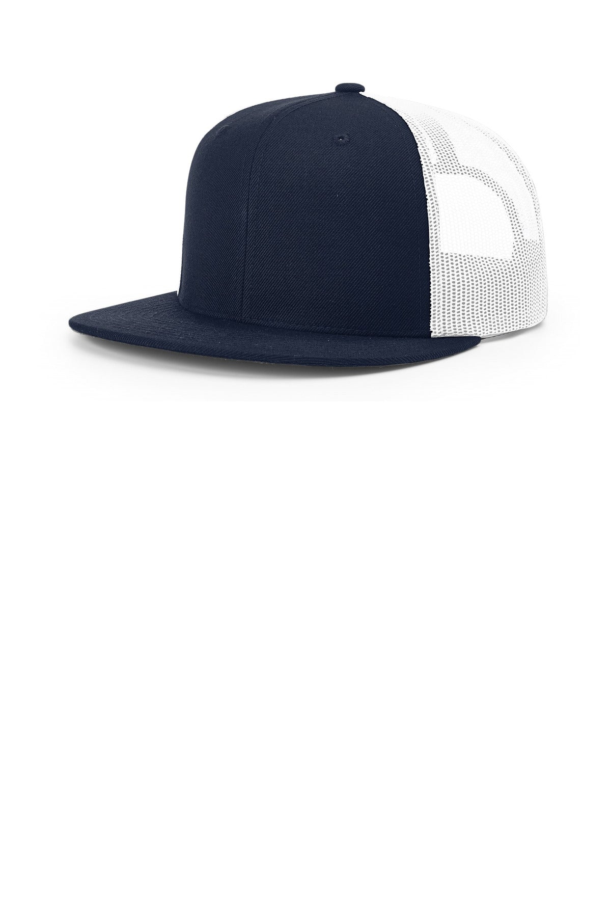 Richardson Acrylic-Wool Blend Flatbill Trucker 511 in Navy/ White