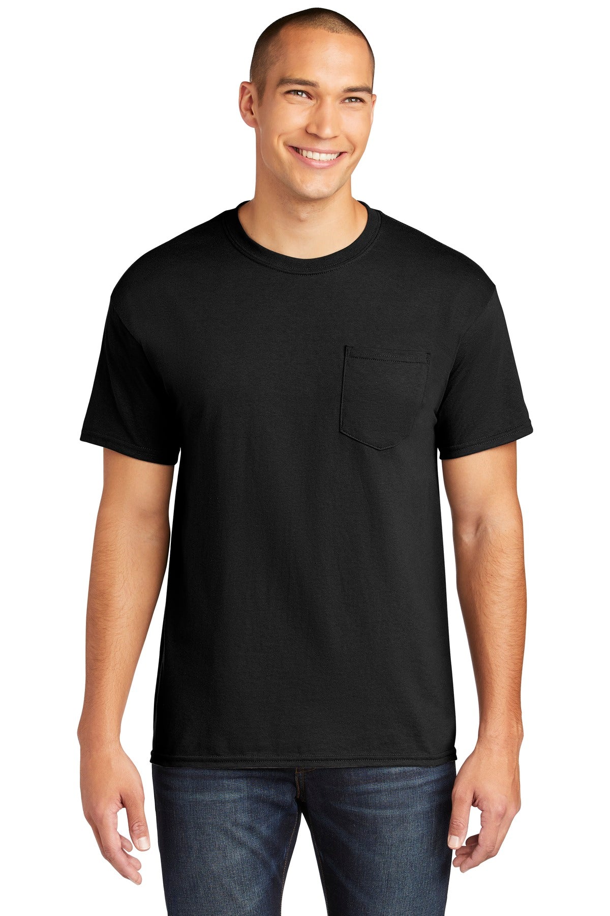 Gildan  Heavy Cotton  100% Cotton Pocket T-Shirt. 5300 in Black