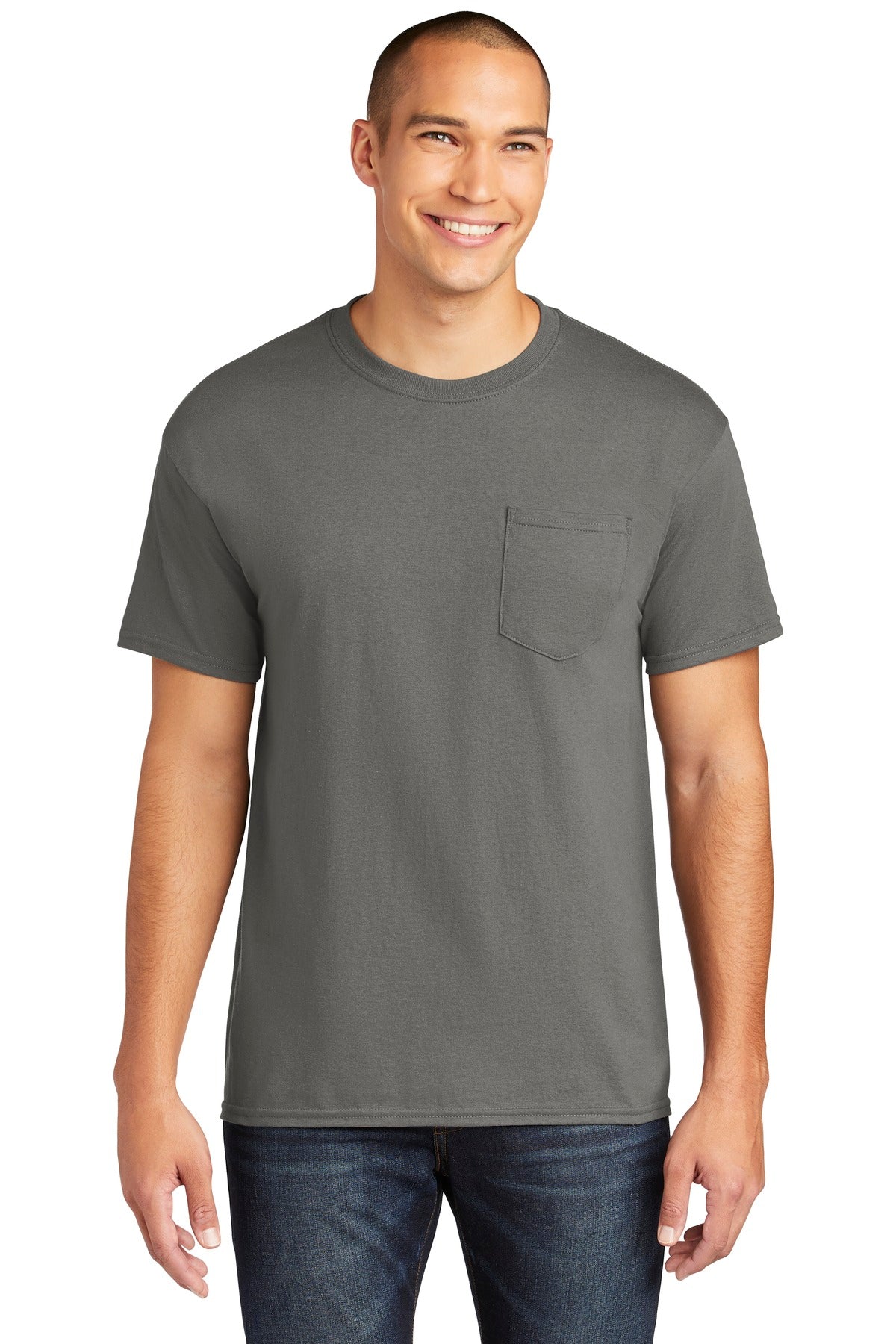 Gildan  Heavy Cotton  100% Cotton Pocket T-Shirt. 5300 in Charcoal