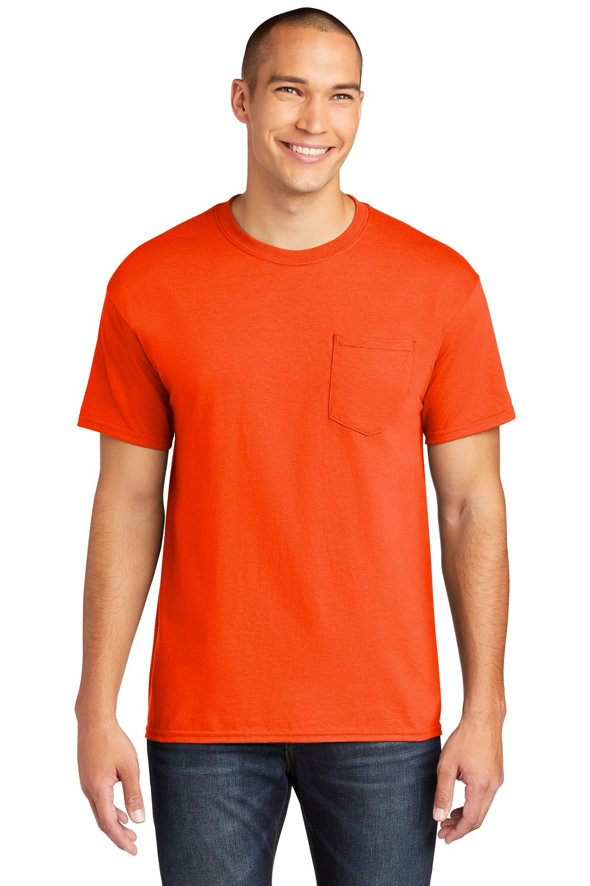 Gildan  Heavy Cotton  100% Cotton Pocket T-Shirt. 5300 in Orange