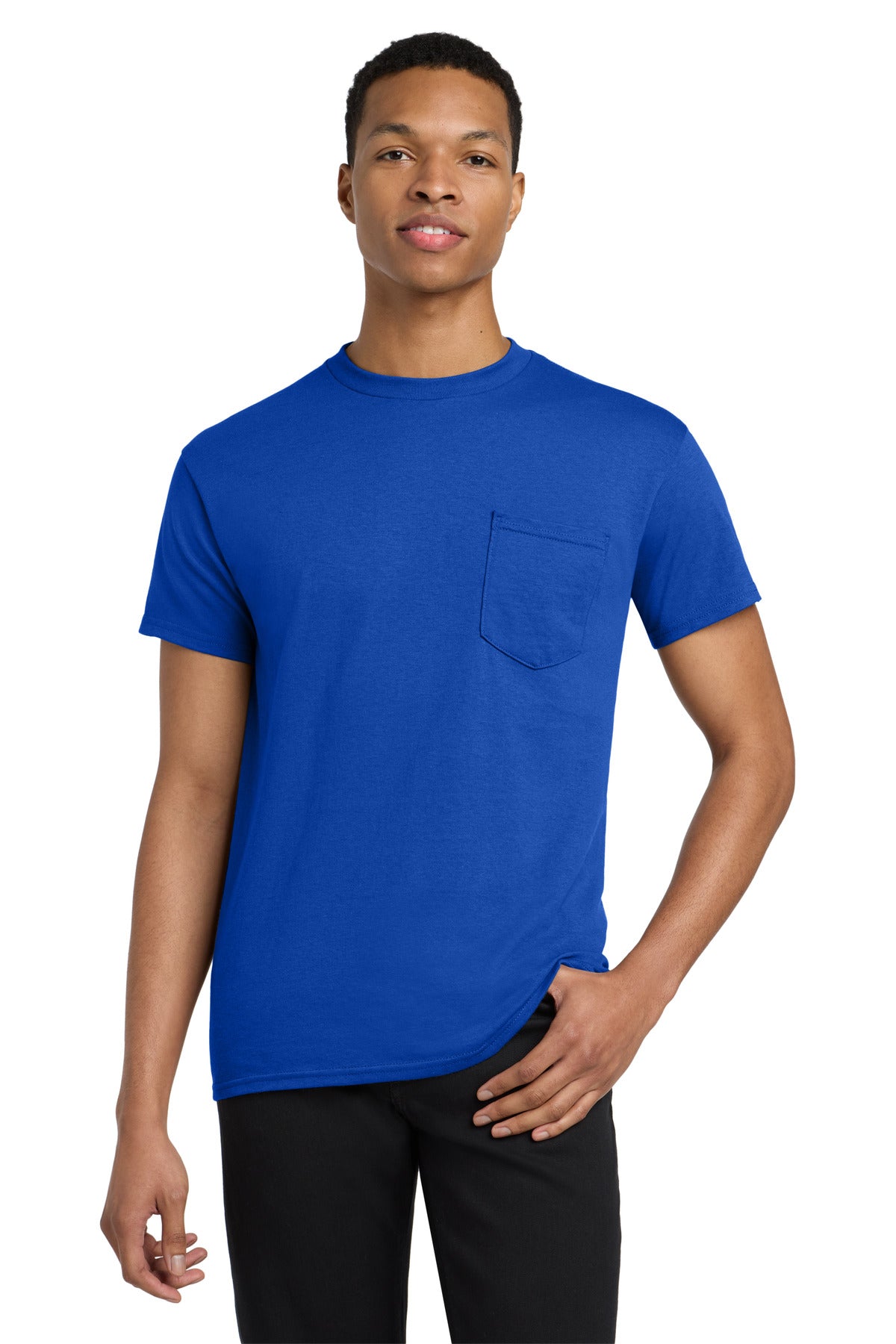 Gildan  Heavy Cotton  100% Cotton Pocket T-Shirt. 5300 in Royal