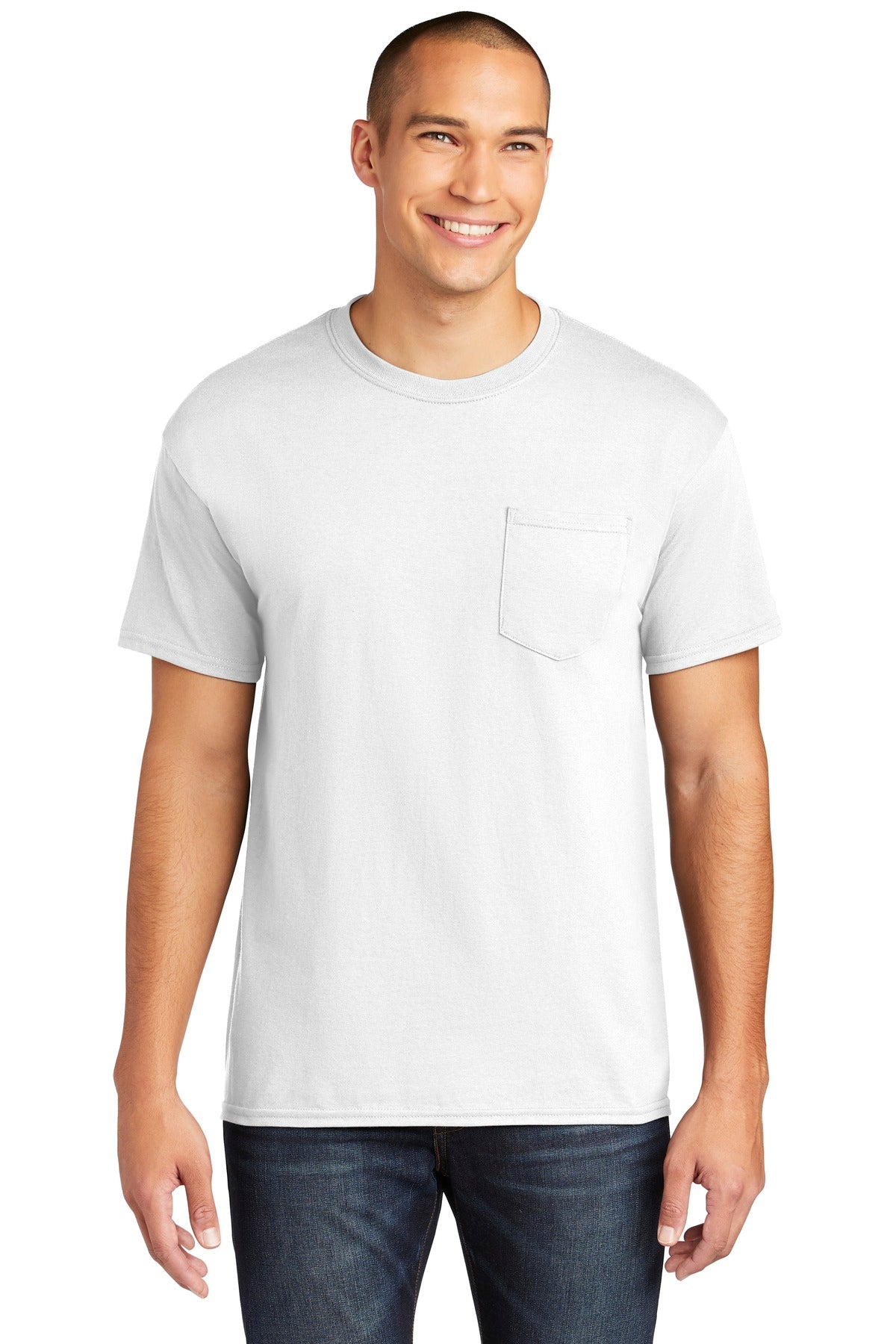 Gildan  Heavy Cotton  100% Cotton Pocket T-Shirt. 5300 in White