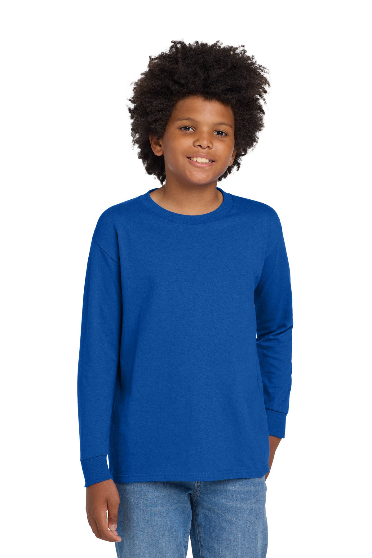 Gildan Youth Heavy Cotton 100% Cotton Long Sleeve T-Shirt. 5400B in Royal