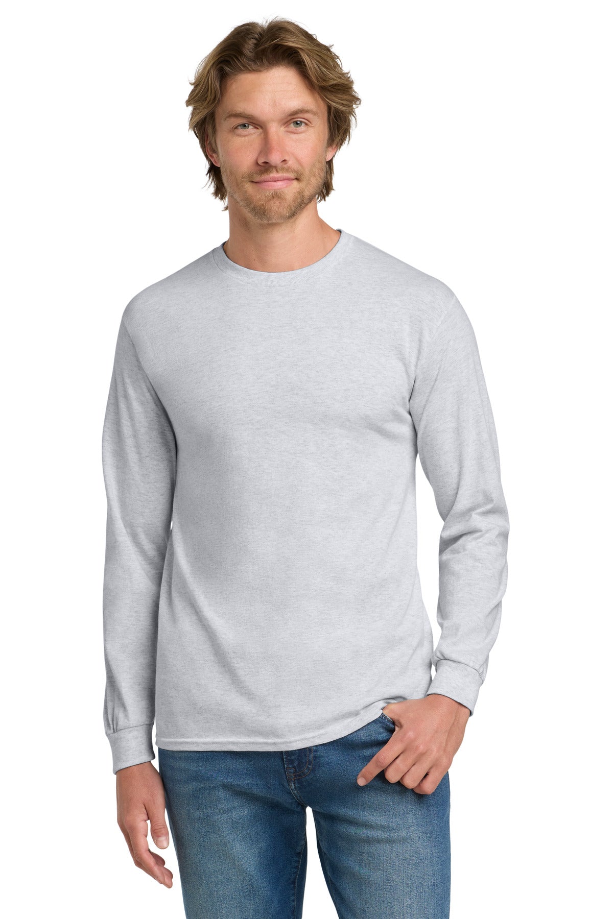 Gildan - Heavy Cotton 100% Cotton Long Sleeve T-Shirt.  5400 in Ash