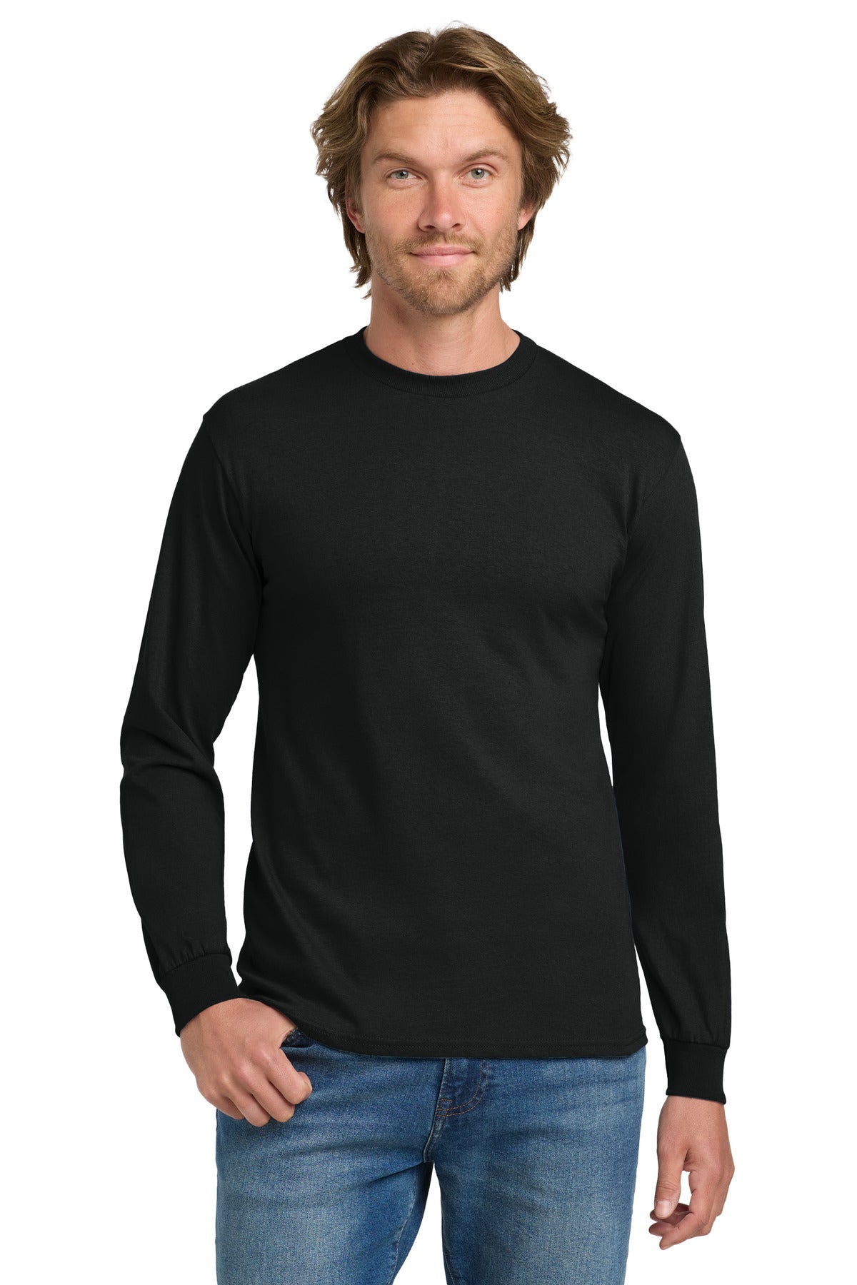 Gildan - Heavy Cotton 100% Cotton Long Sleeve T-Shirt.  5400 in Black