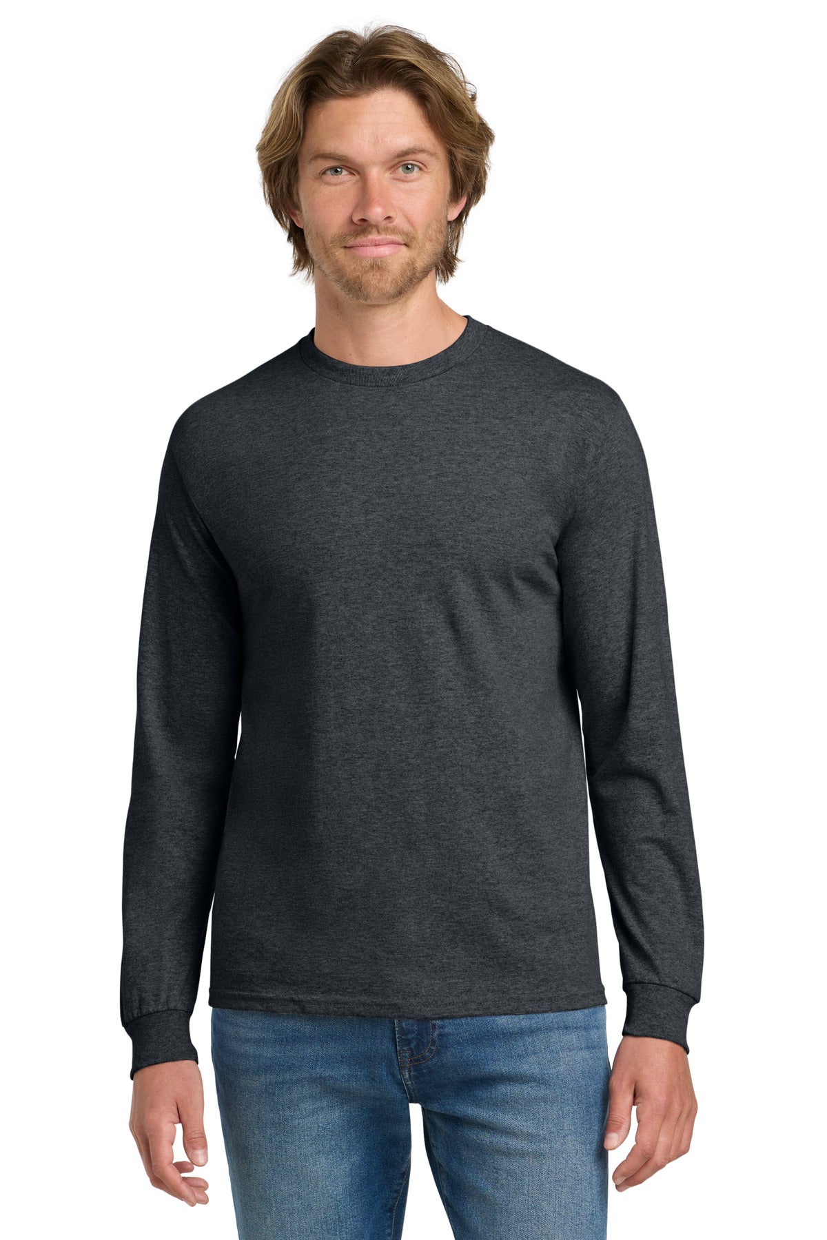 Gildan - Heavy Cotton 100% Cotton Long Sleeve T-Shirt.  5400 in Dark Heather