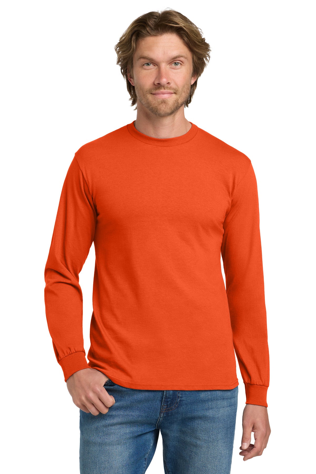Gildan - Heavy Cotton 100% Cotton Long Sleeve T-Shirt.  5400 in Orange