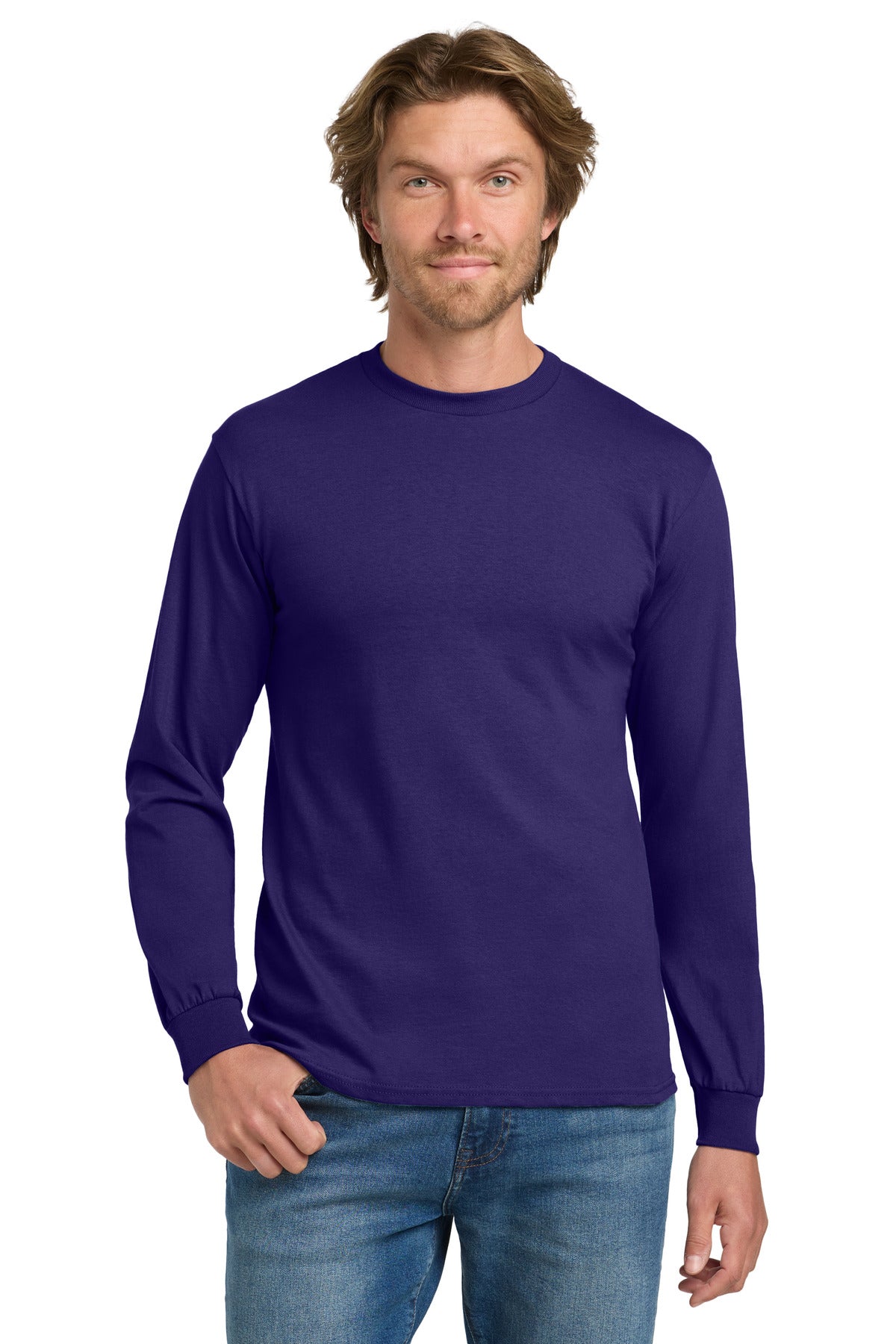 Gildan - Heavy Cotton 100% Cotton Long Sleeve T-Shirt.  5400 in Purple