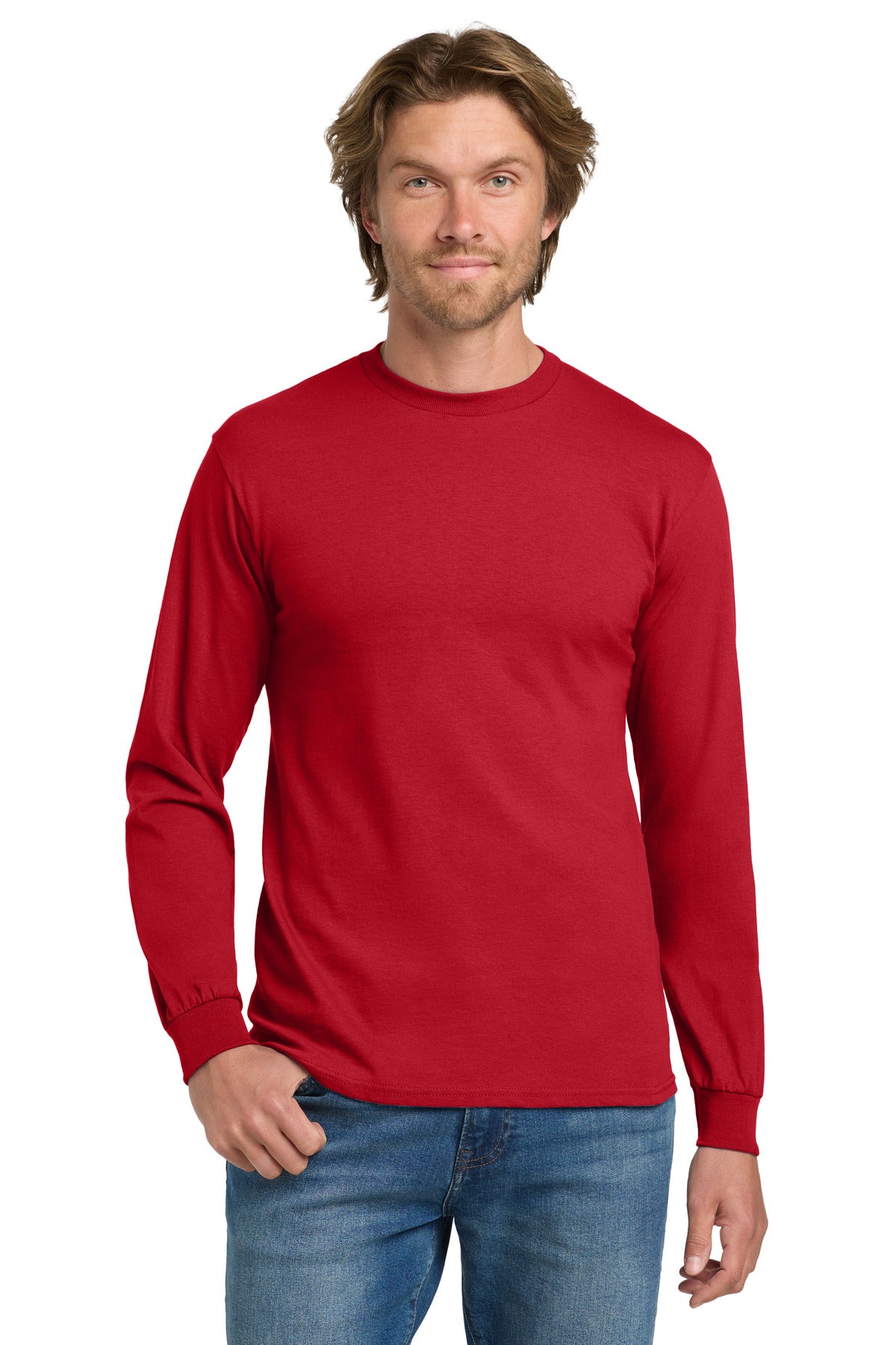 Gildan - Heavy Cotton 100% Cotton Long Sleeve T-Shirt.  5400 in Red