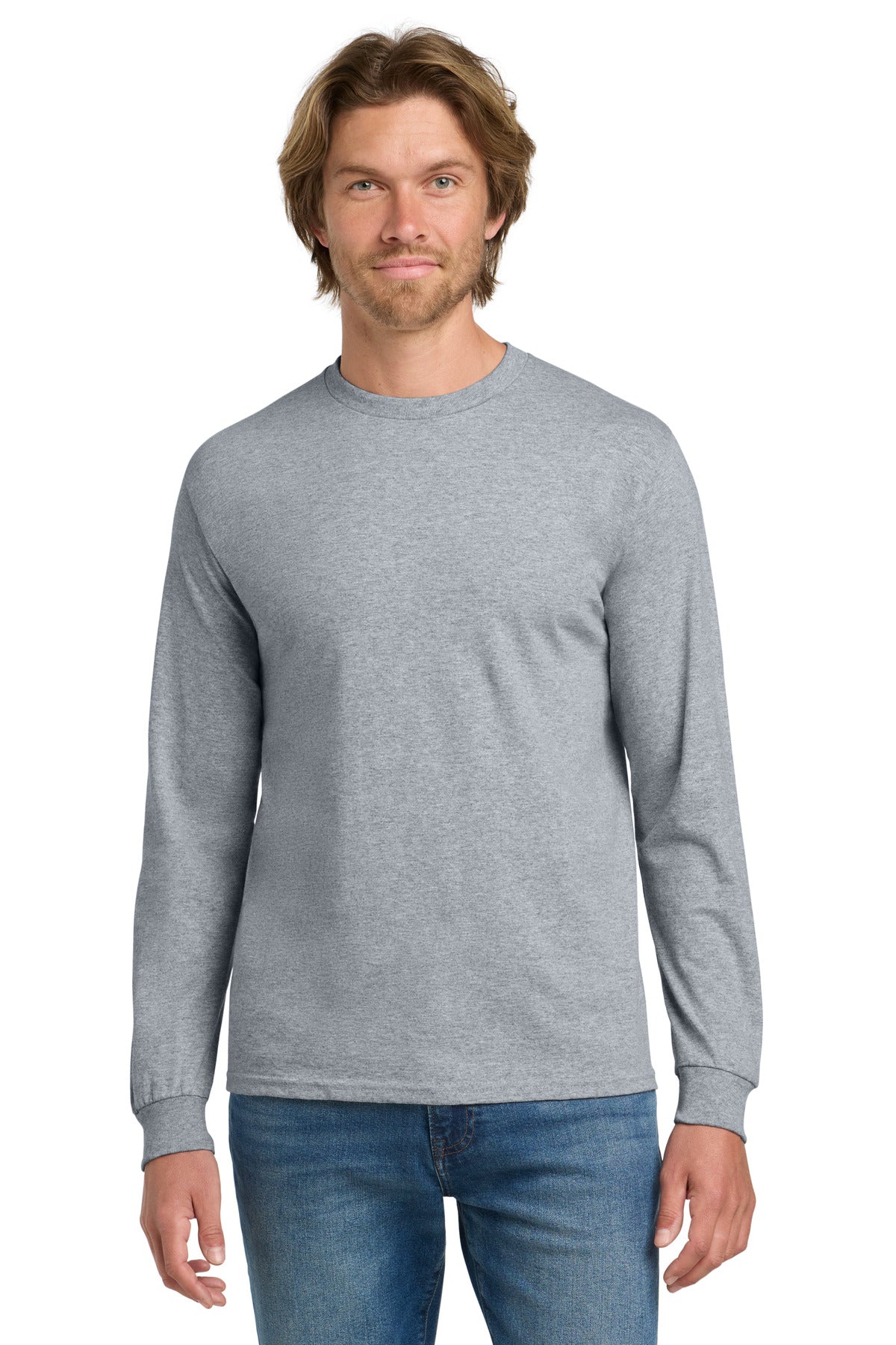 Gildan - Heavy Cotton 100% Cotton Long Sleeve T-Shirt.  5400 in Sport Grey
