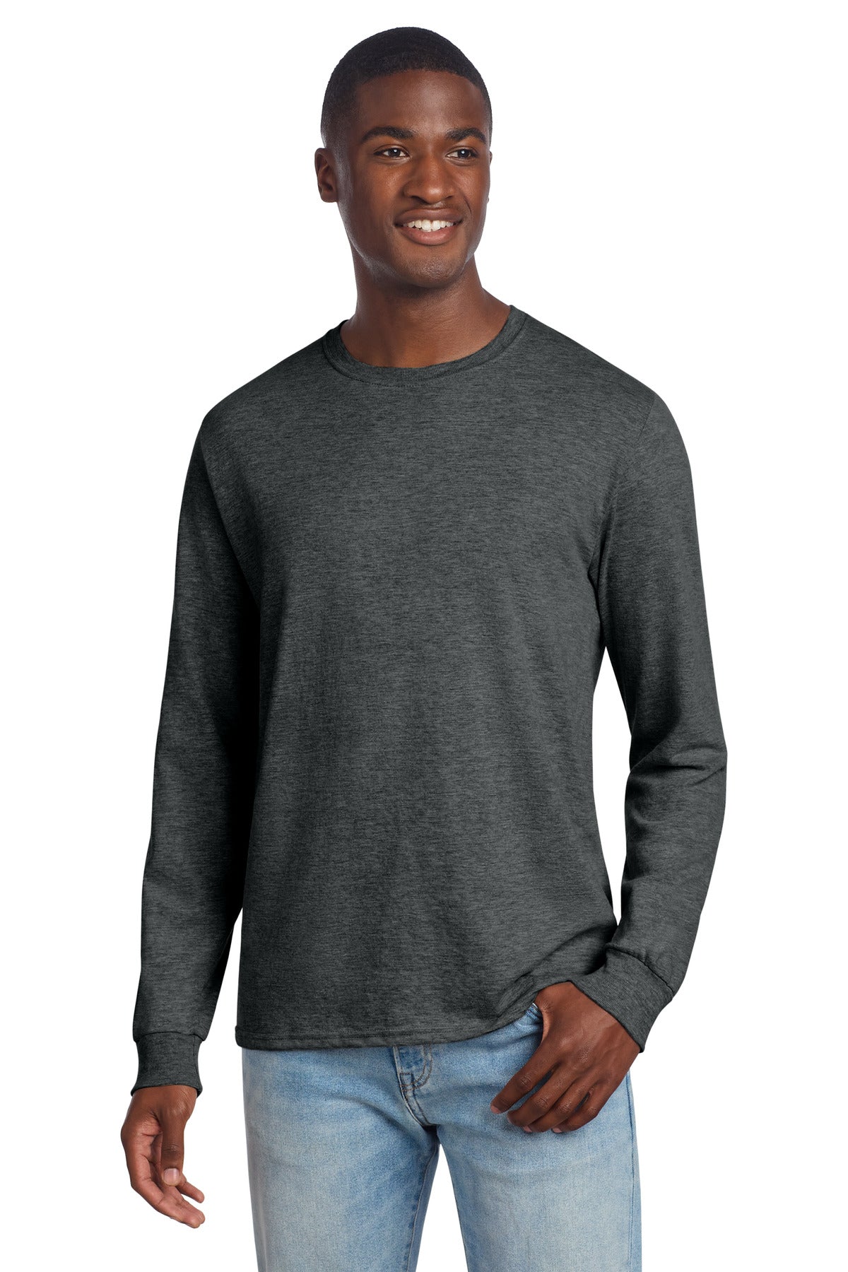Jerzees Premium Blend Ring Spun Long Sleeve T-Shirt 560LS in Black Ink Heather