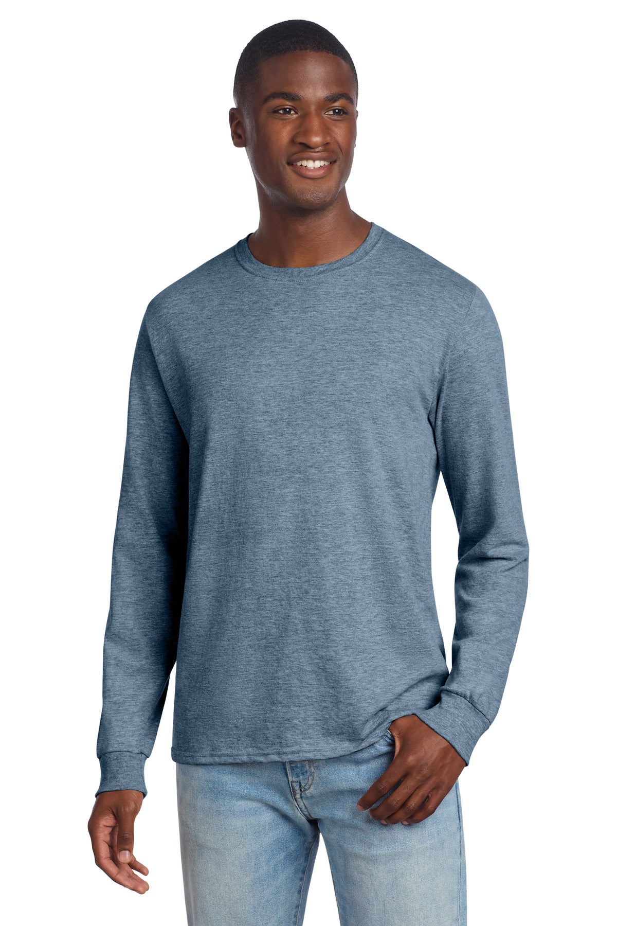 Jerzees Premium Blend Ring Spun Long Sleeve T-Shirt 560LS in Denim Heather
