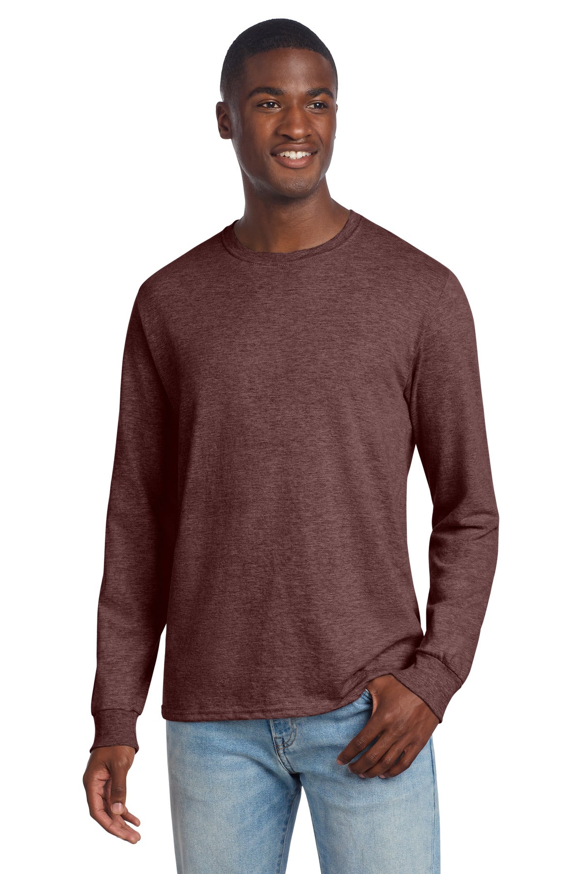 Jerzees Premium Blend Ring Spun Long Sleeve T-Shirt 560LS in Maroon Heather