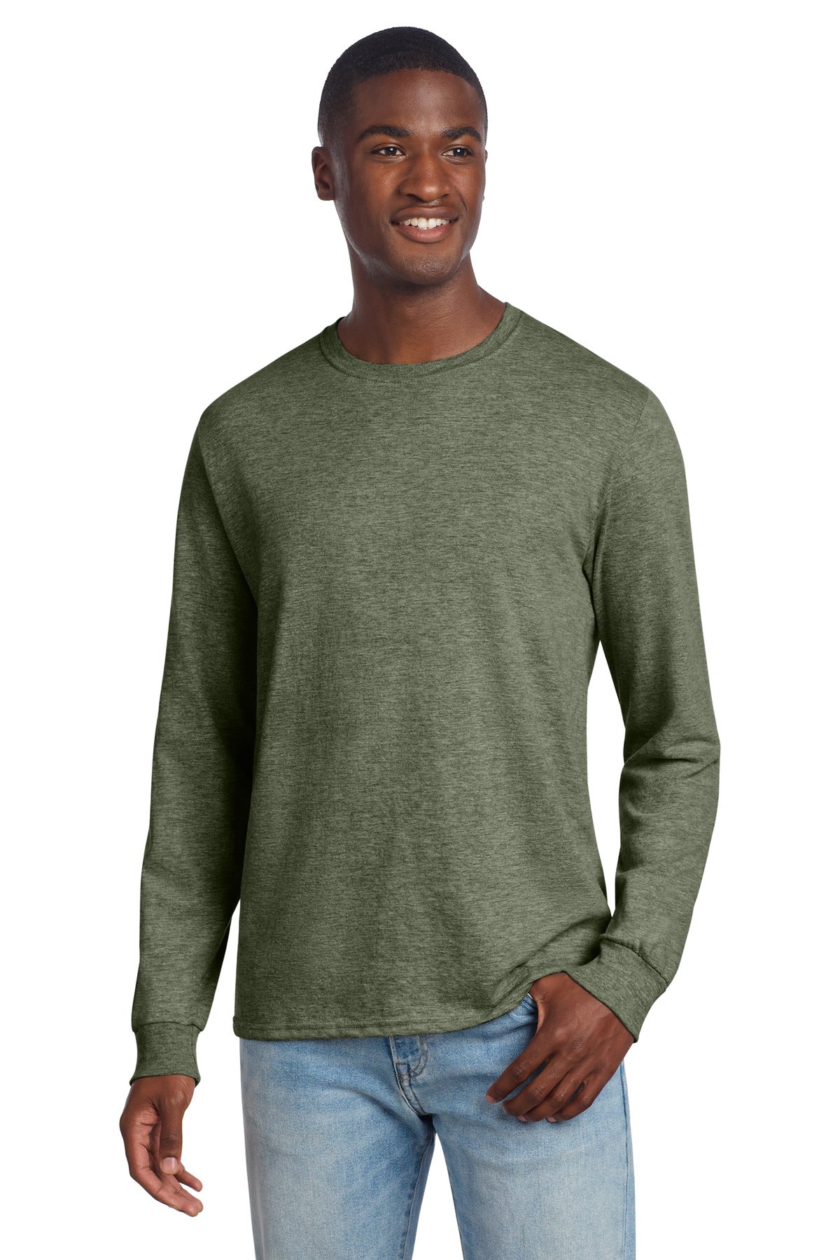 Jerzees Premium Blend Ring Spun Long Sleeve T-Shirt 560LS in Military Green Heather