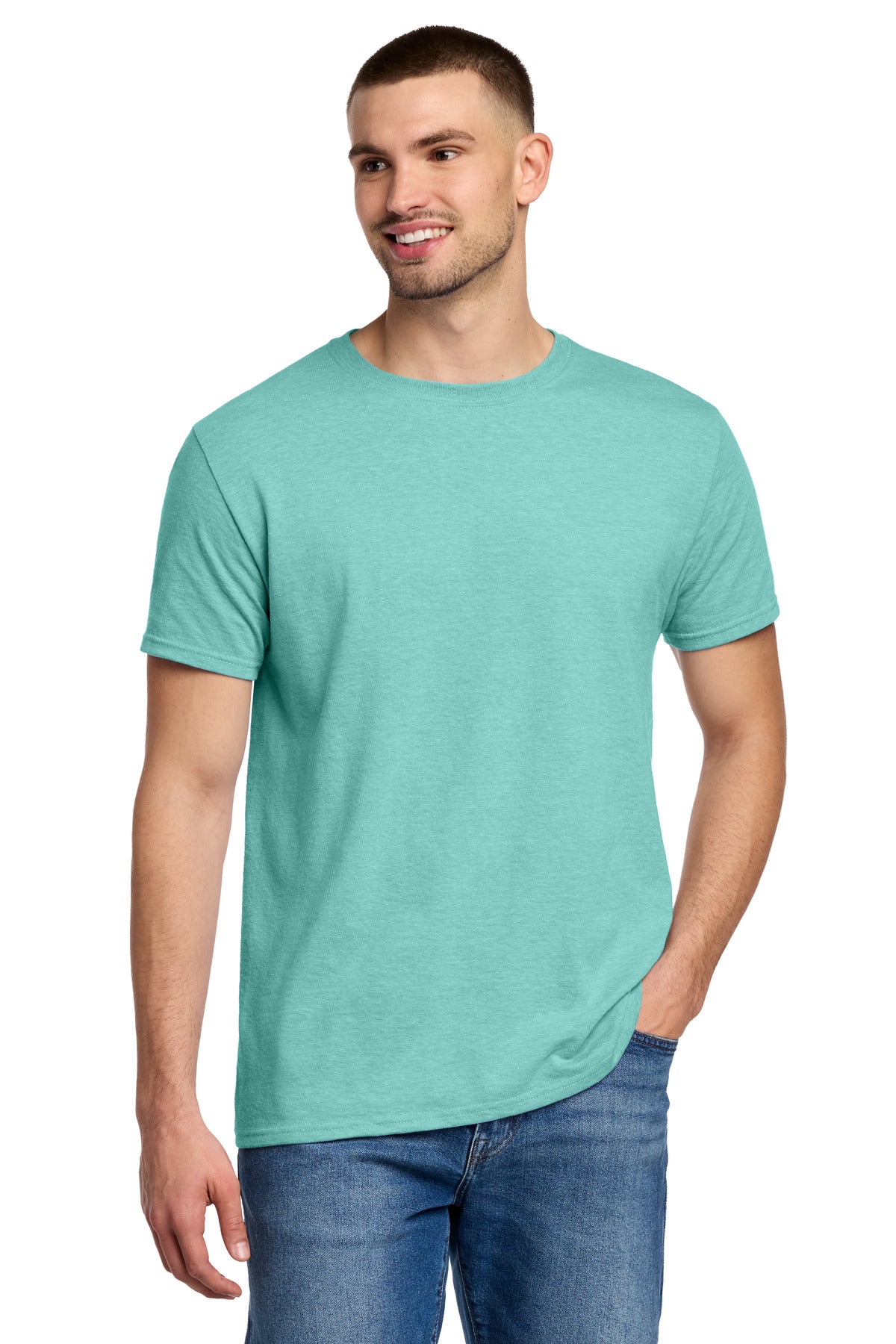 Jerzees Premium Blend Ring Spun T-Shirt 560M in Simply Aqua Heather