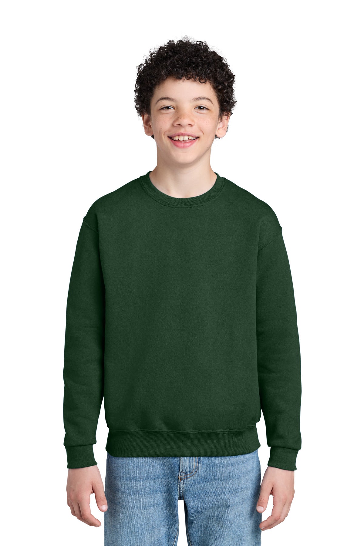 Jerzees - Youth NuBlend Crewneck Sweatshirt.  562B in Forest Green
