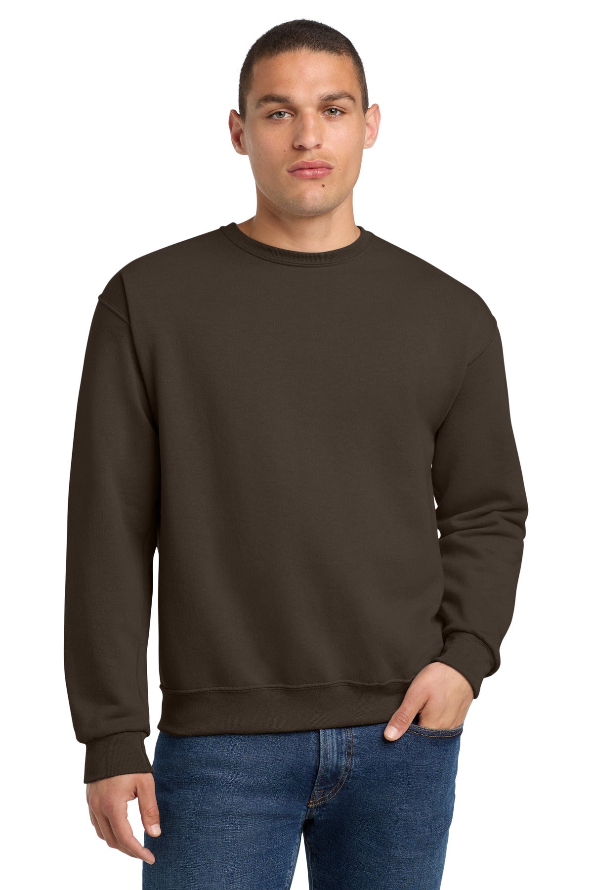Jerzees - NuBlend Crewneck Sweatshirt.  562M in Chocolate