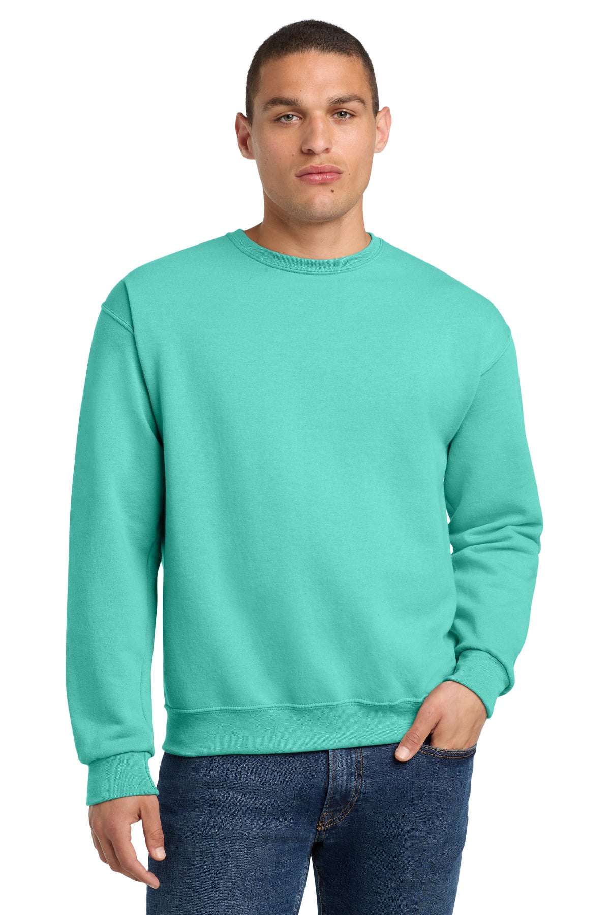 Jerzees - NuBlend Crewneck Sweatshirt.  562M in Cool Mint