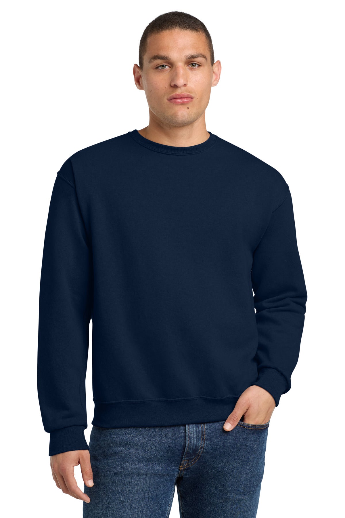 Jerzees - NuBlend Crewneck Sweatshirt.  562M in J. Navy