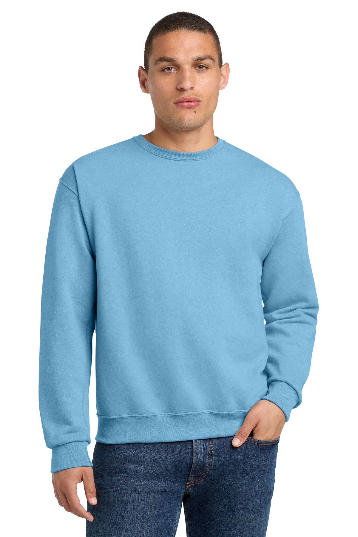 Jerzees - NuBlend Crewneck Sweatshirt.  562M in Light Blue