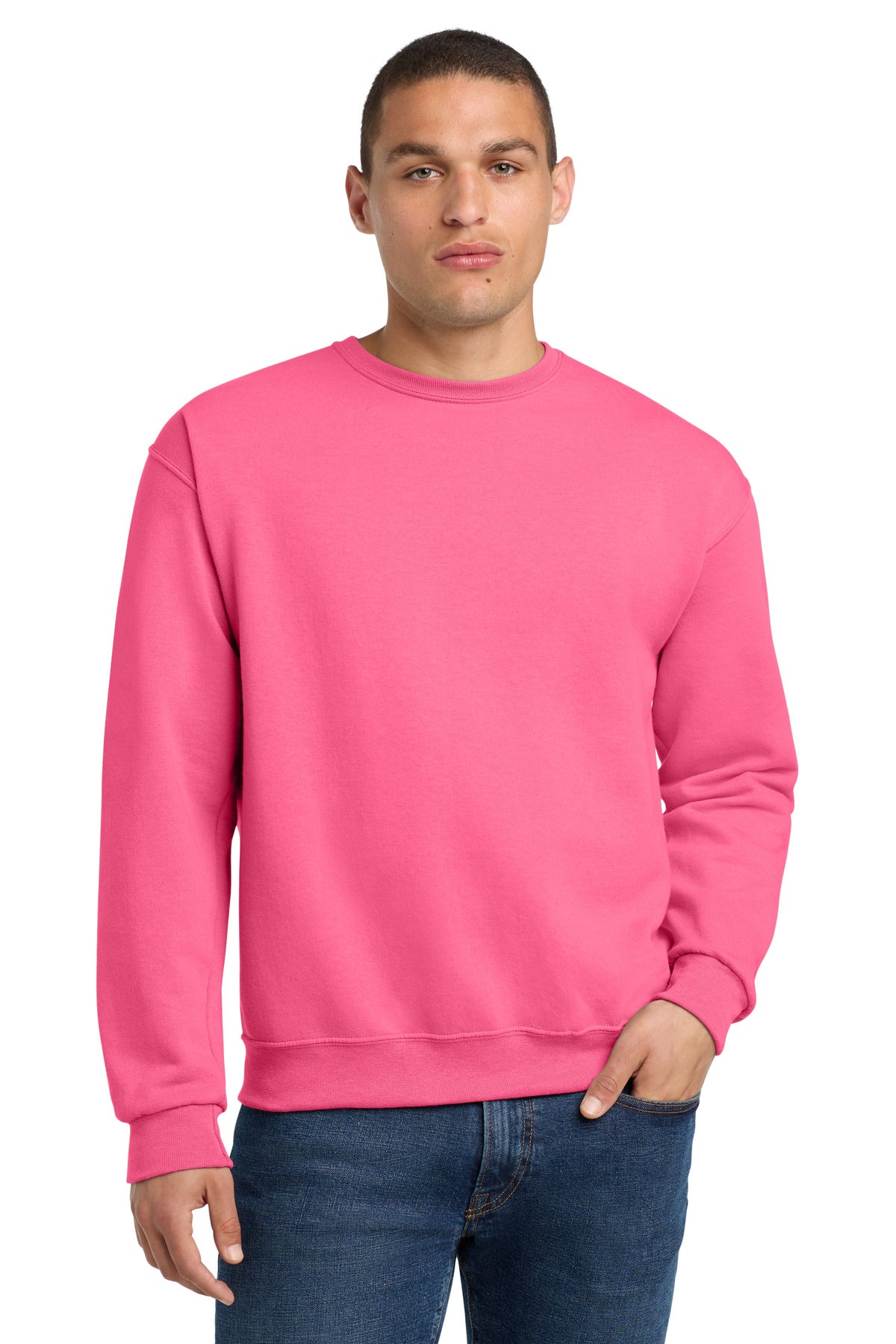 Jerzees - NuBlend Crewneck Sweatshirt.  562M in Neon Pink