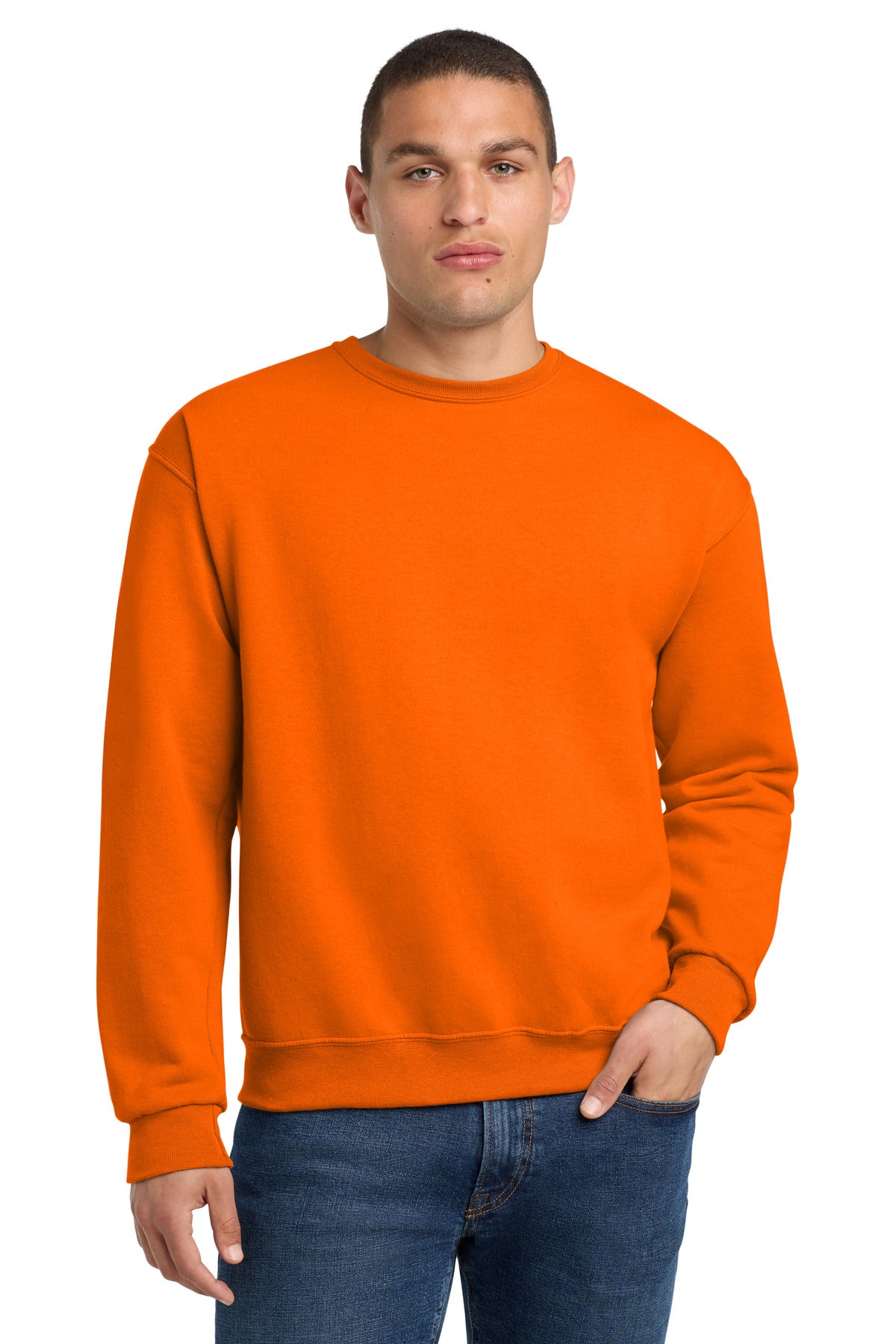 Jerzees - NuBlend Crewneck Sweatshirt.  562M in Safety Orange