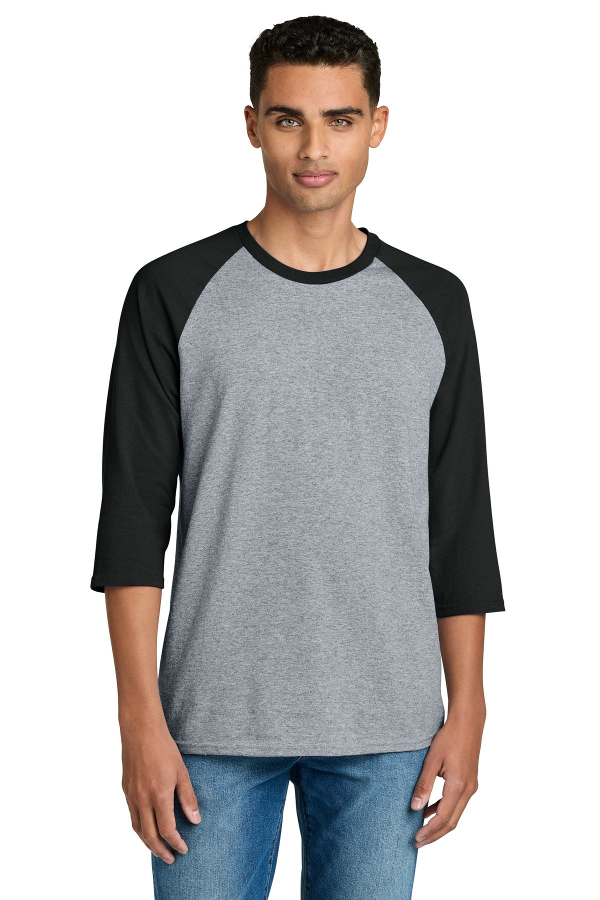 Gildan Heavy Cotton 3/4-Sleeve Raglan T-Shirt. 5700 in Sport Grey/ Black