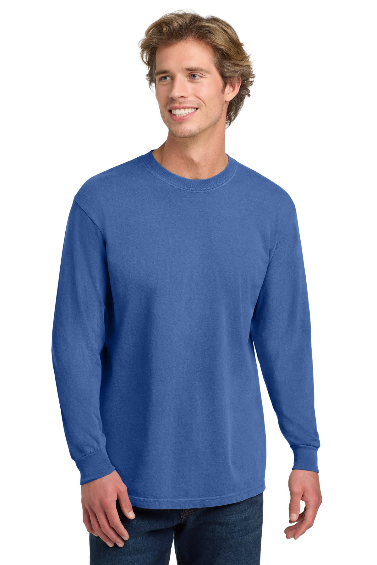 COMFORT COLORS  Heavyweight Ring Spun Long Sleeve Tee. 6014 in Flo Blue