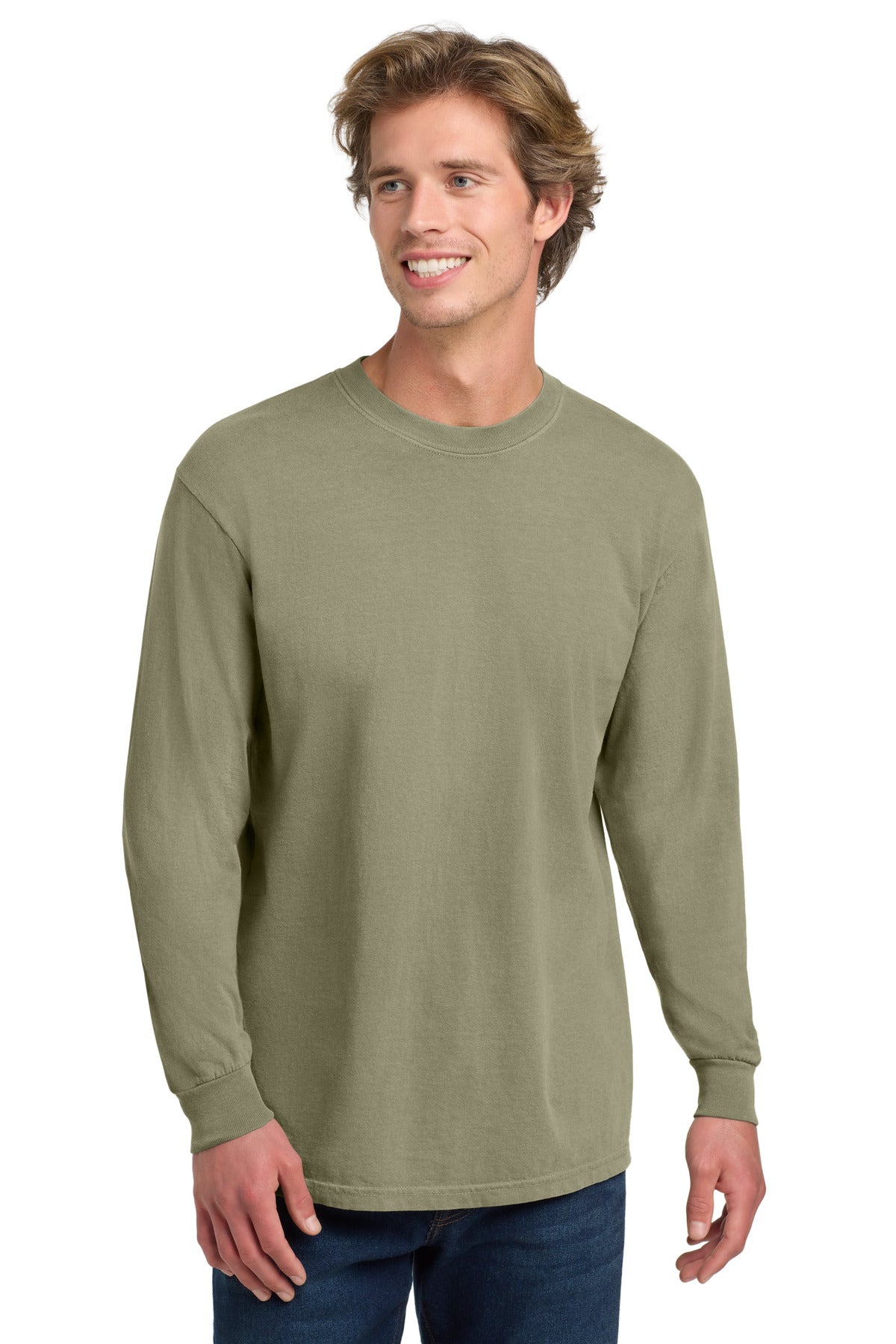 COMFORT COLORS  Heavyweight Ring Spun Long Sleeve Tee. 6014 in Khaki