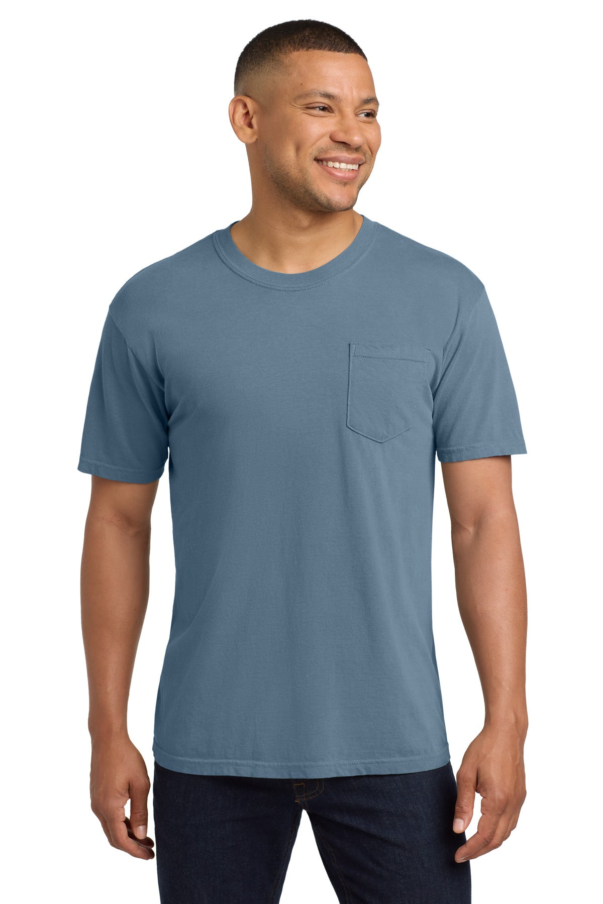 COMFORT COLORS  Heavyweight Ring Spun Pocket Tee. 6030 in Blue Jean