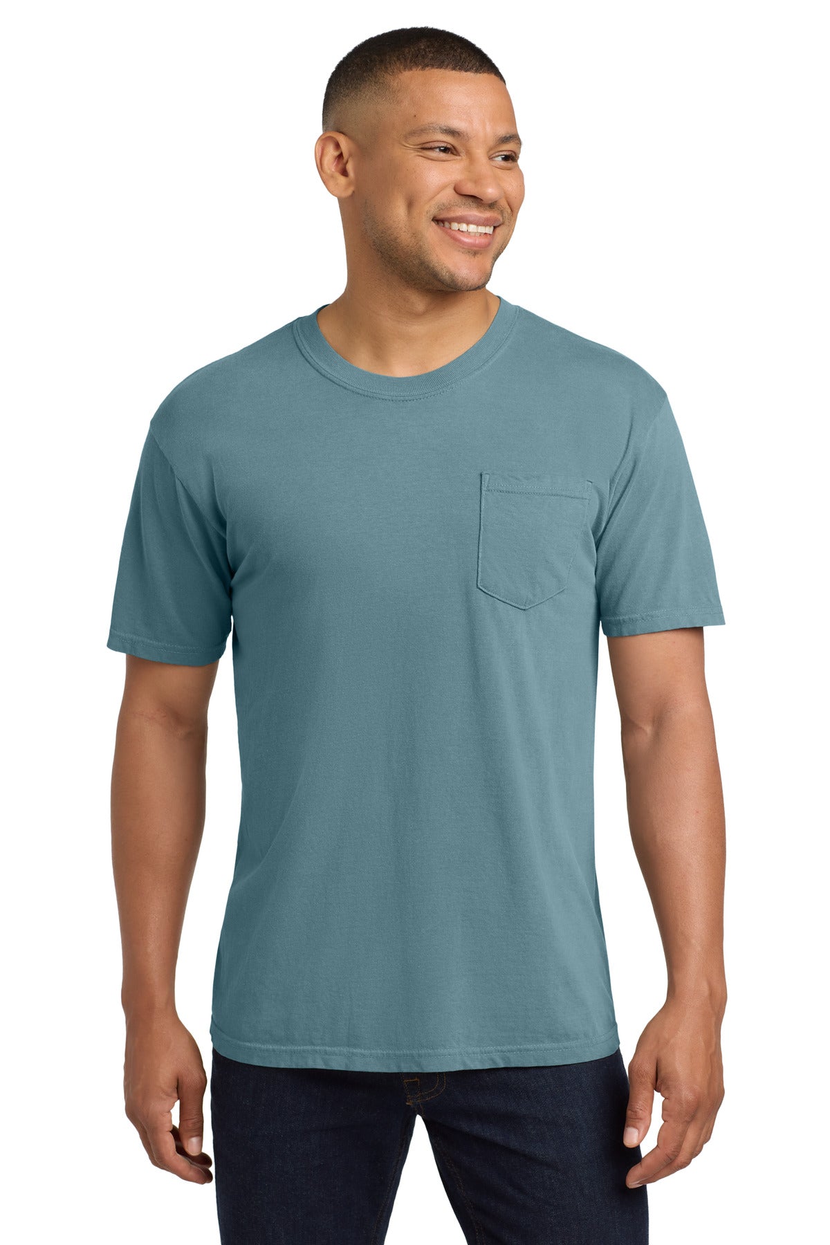 COMFORT COLORS  Heavyweight Ring Spun Pocket Tee. 6030 in Ice Blue
