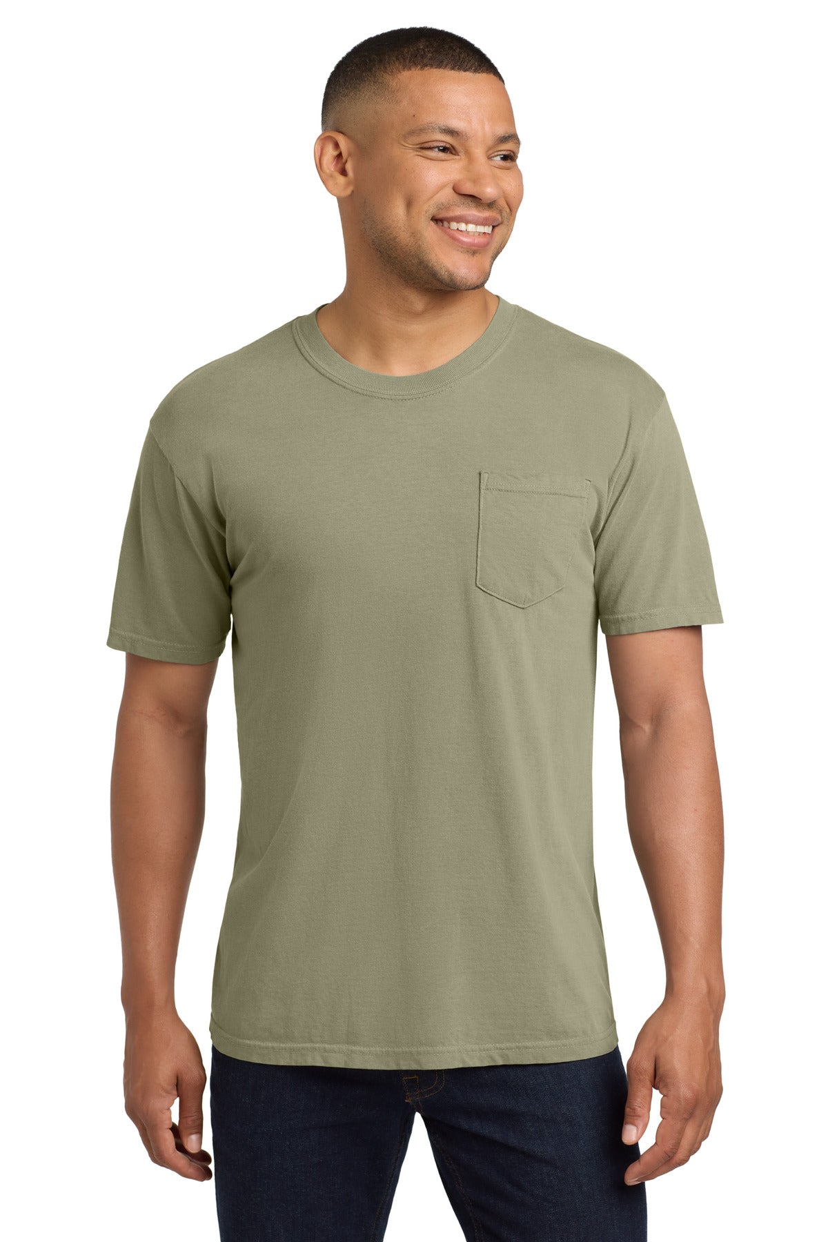 COMFORT COLORS  Heavyweight Ring Spun Pocket Tee. 6030 in Khaki