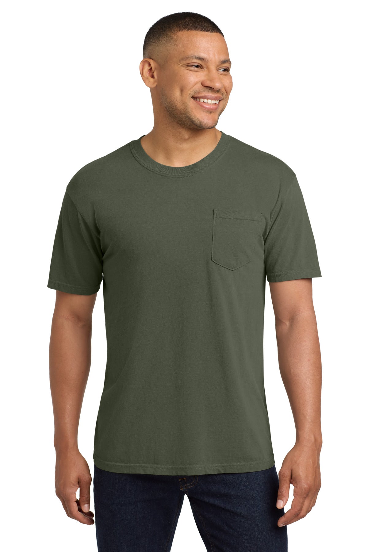 COMFORT COLORS  Heavyweight Ring Spun Pocket Tee. 6030 in Moss