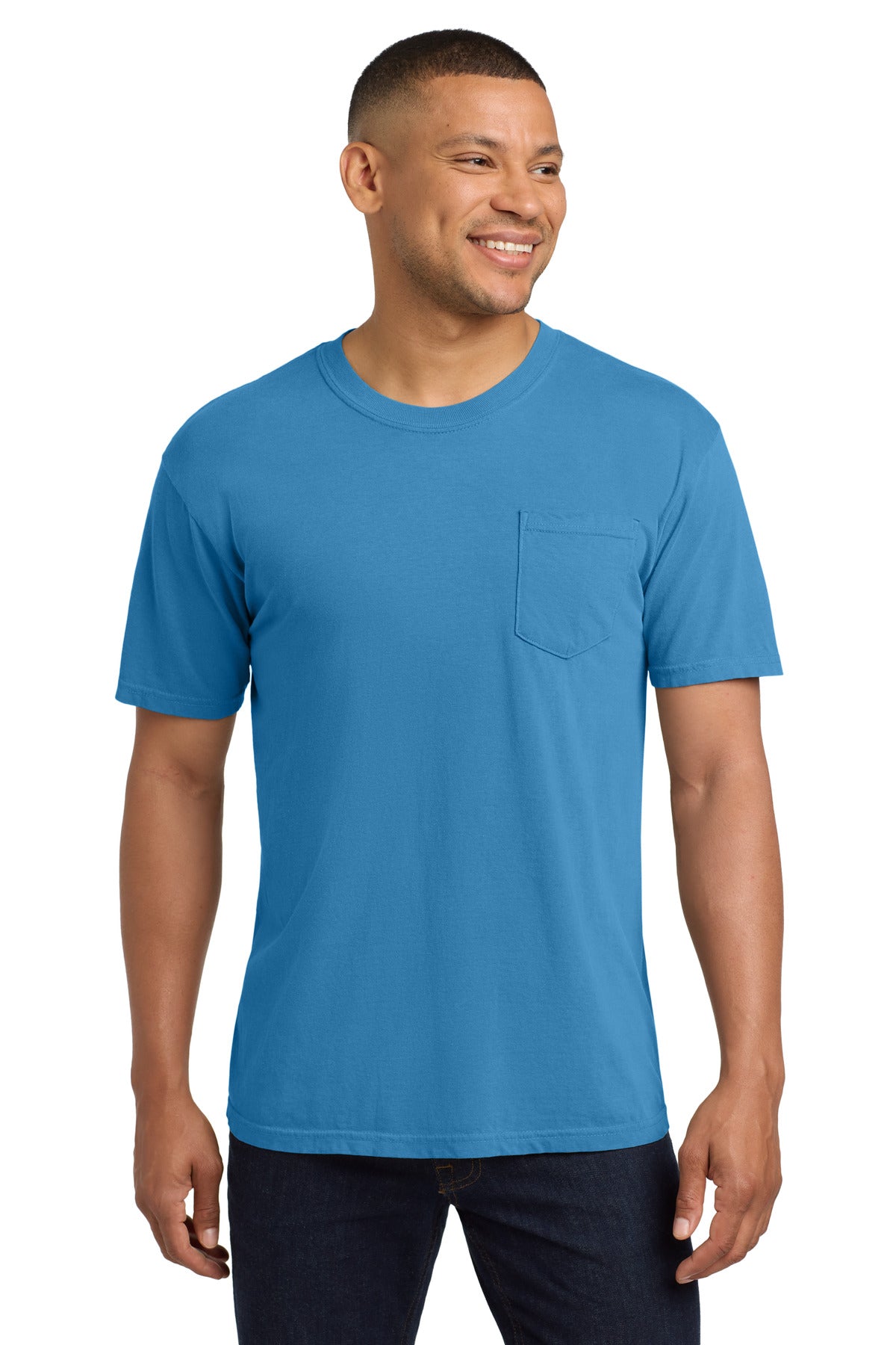 COMFORT COLORS  Heavyweight Ring Spun Pocket Tee. 6030 in Royal Caribe