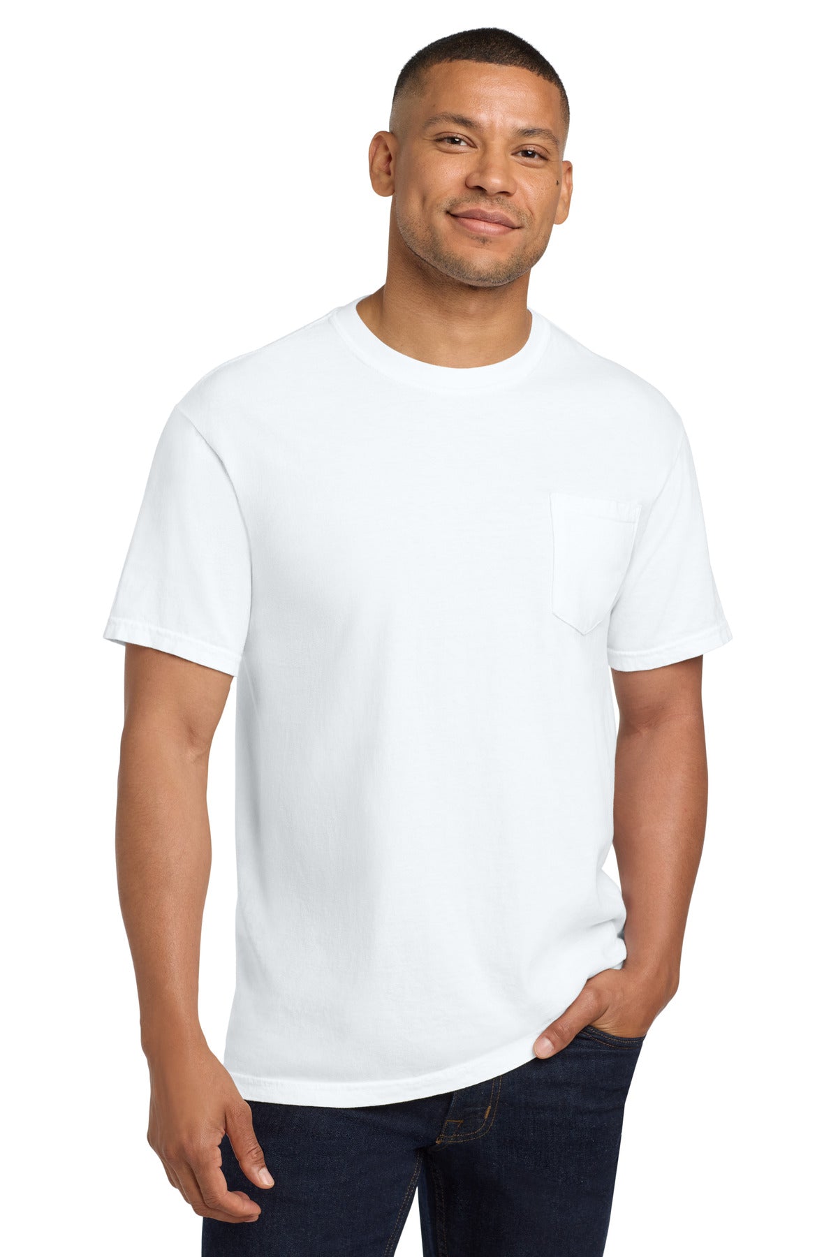 COMFORT COLORS  Heavyweight Ring Spun Pocket Tee. 6030 in White