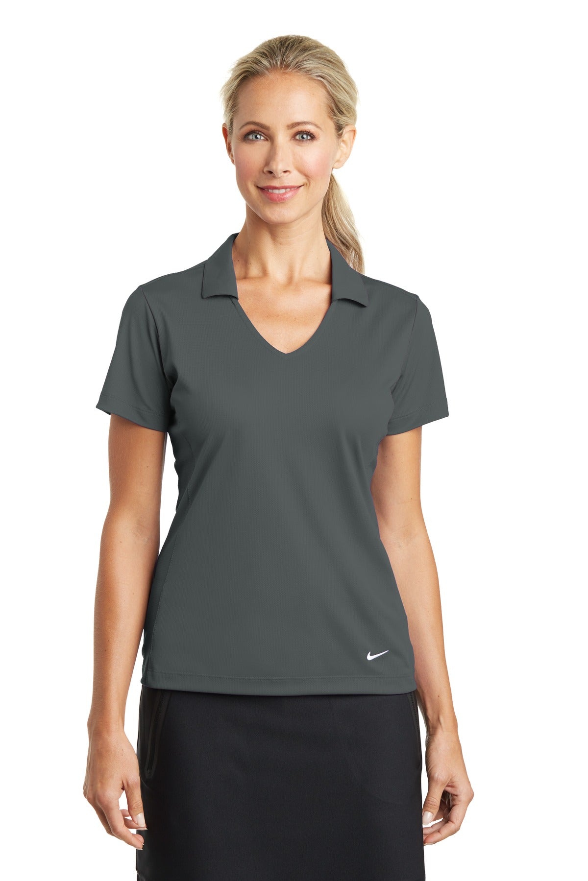 Nike Women's Dri-FIT Vertical Mesh Polo. 637165 in Anthracite
