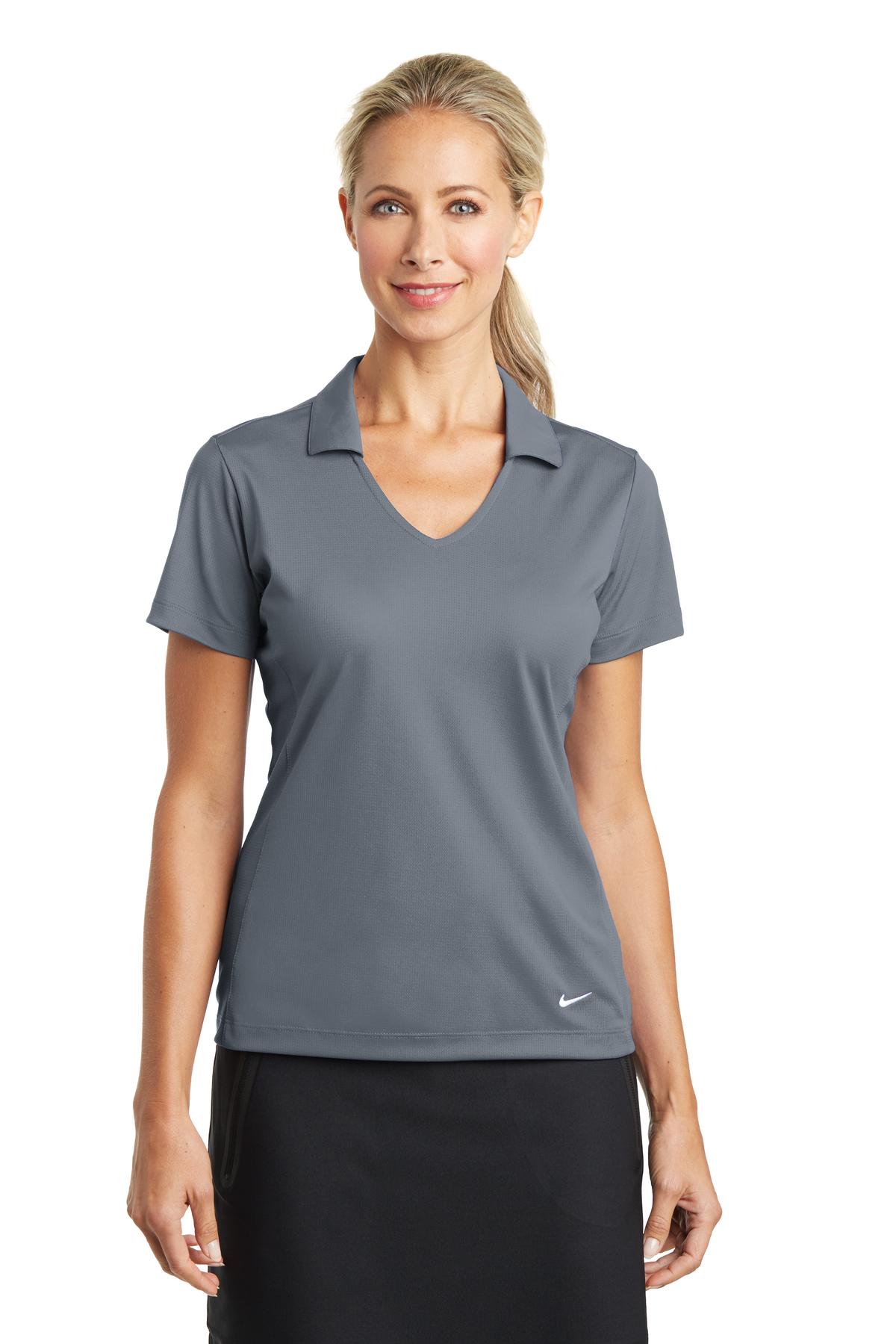 Nike Women's Dri-FIT Vertical Mesh Polo. 637165 in Cool Grey