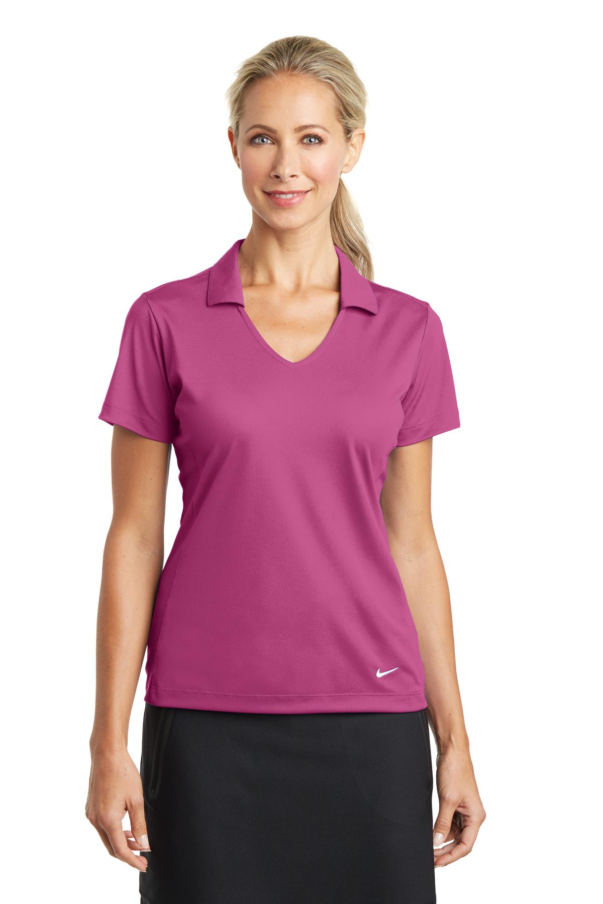 Nike Women's Dri-FIT Vertical Mesh Polo. 637165 in Pink Fire