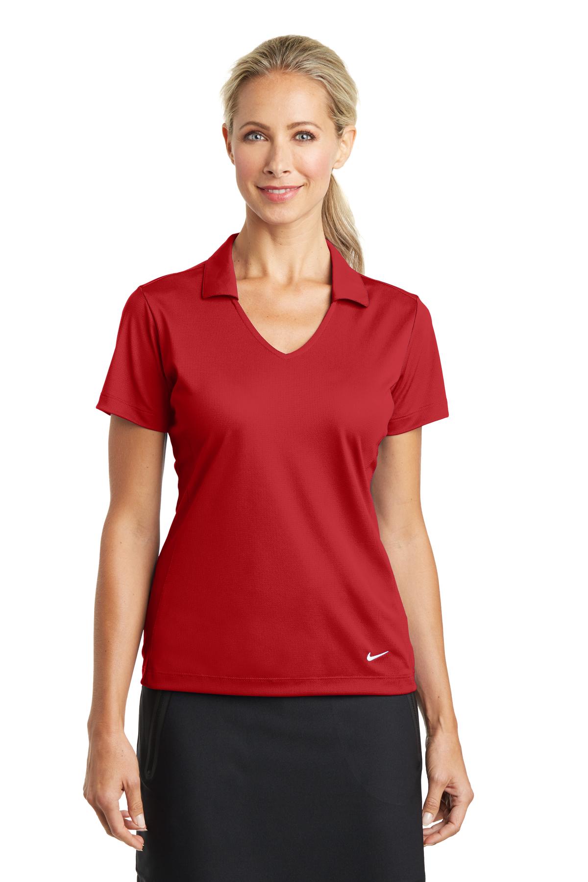 Nike Women's Dri-FIT Vertical Mesh Polo. 637165 in University Red
