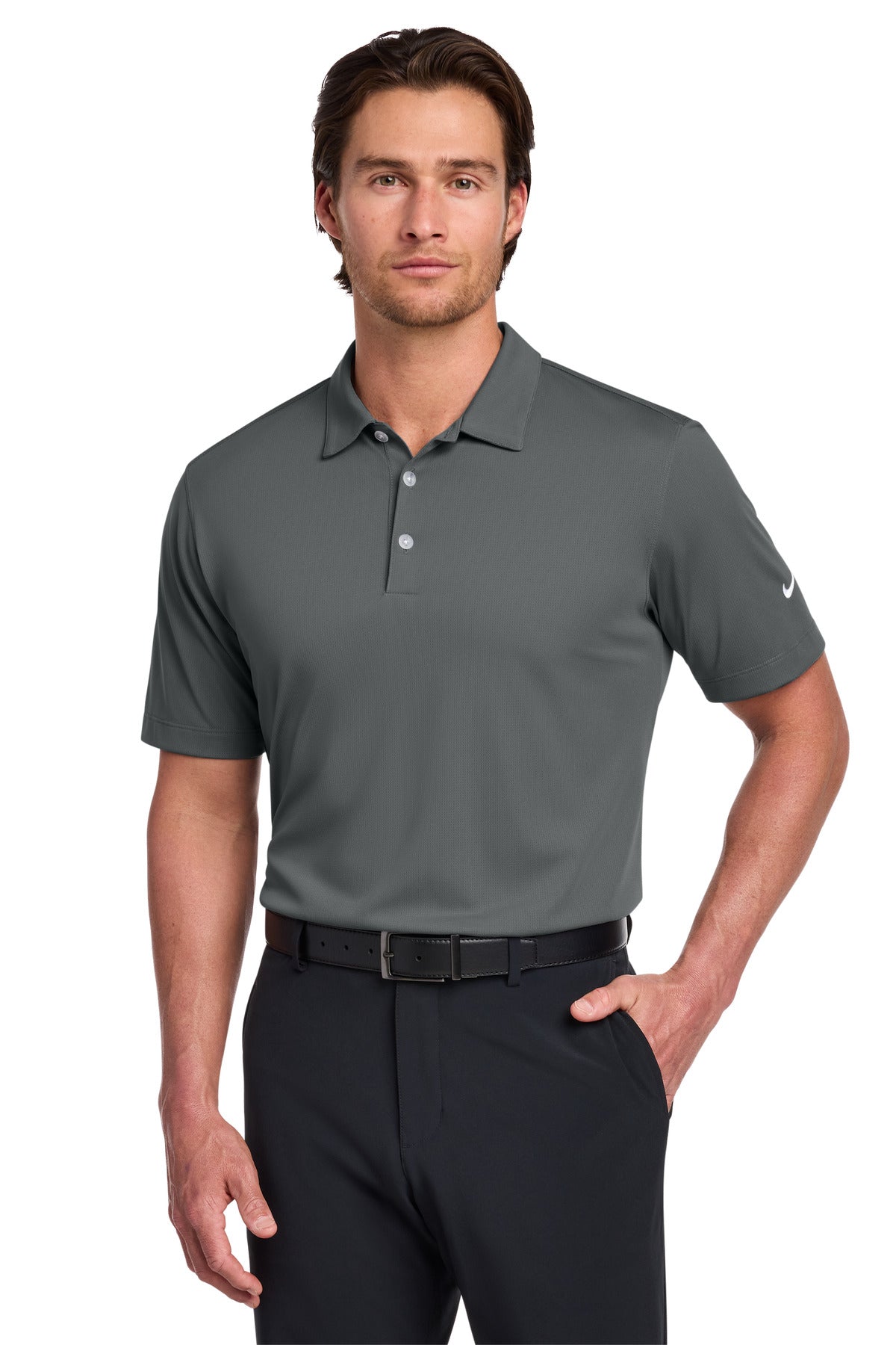 Nike Dri-FIT Vertical Mesh Polo. 637167 in Anthracite